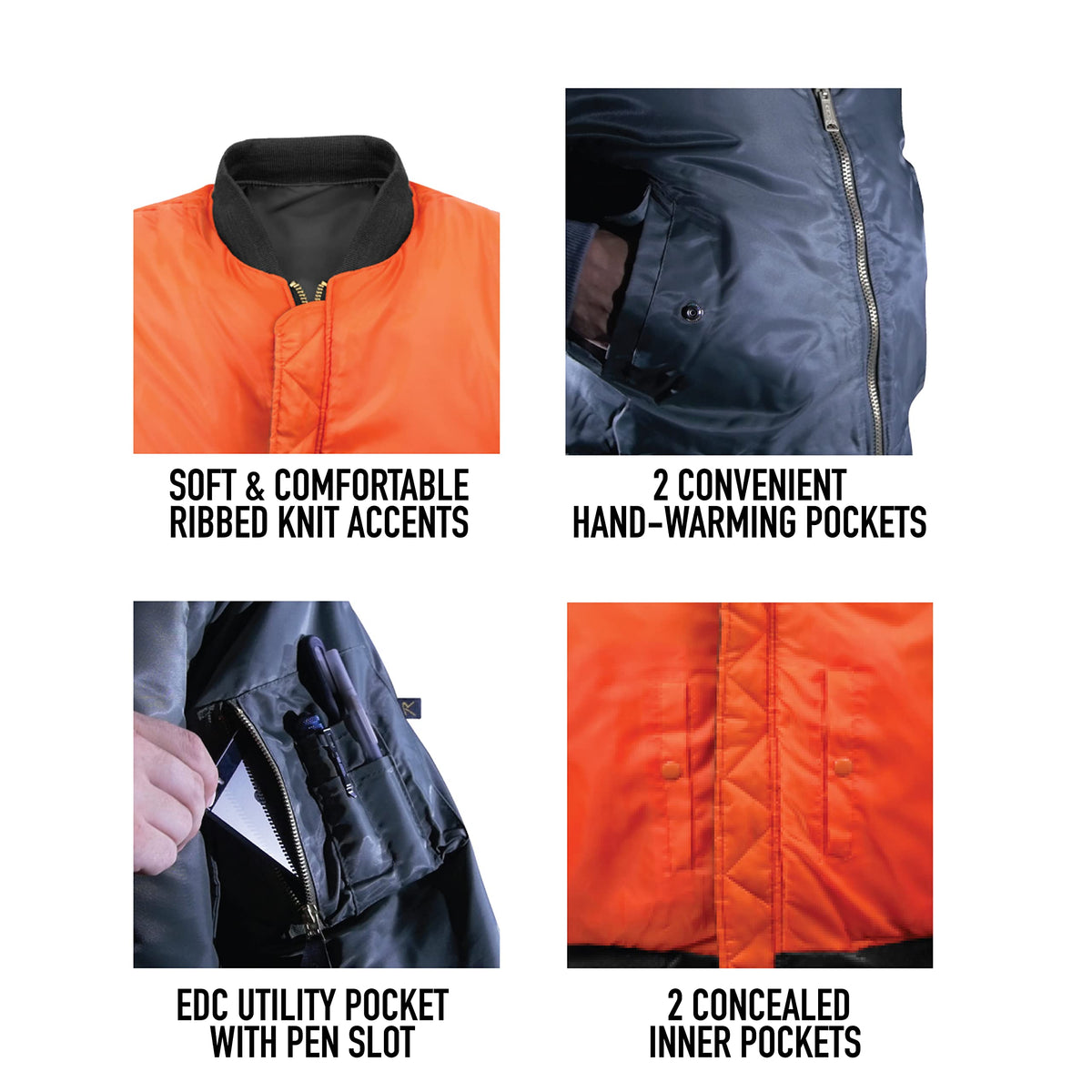 Rothco MA-1 Flight Jacket – Iconic Bomber Style Cold Weather Coat Windbreaker, Black, M