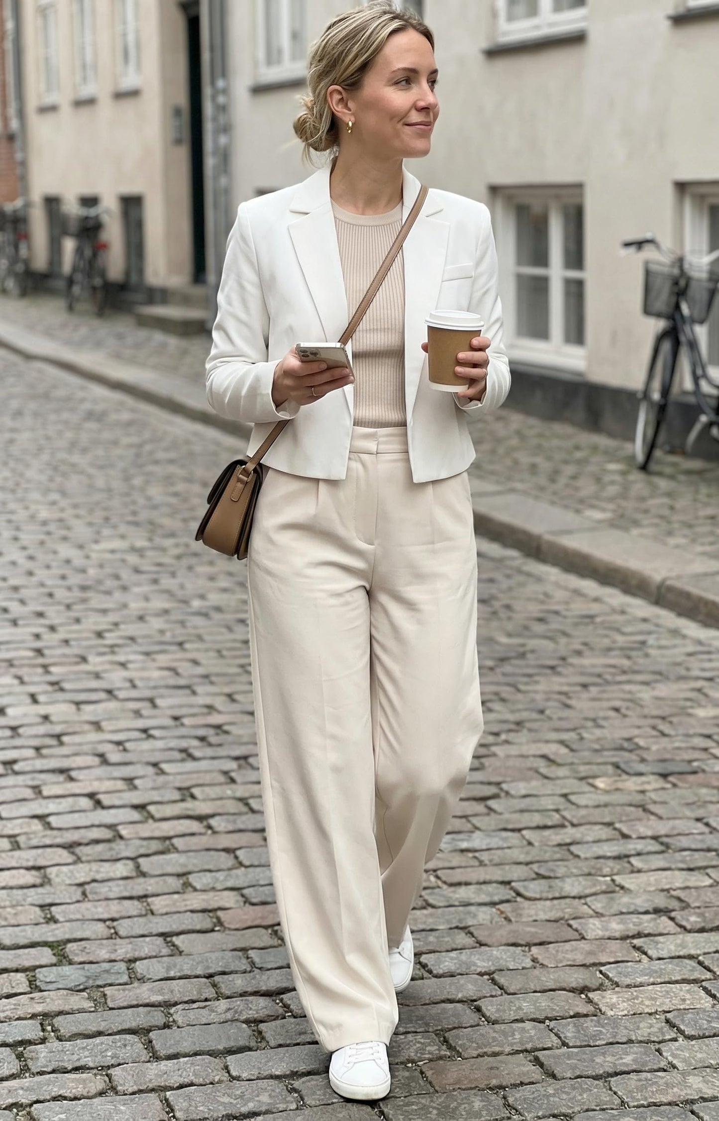 Beninos Womens Long Sleeve Open Front Cropped Blazer Jacket (806 White, S)