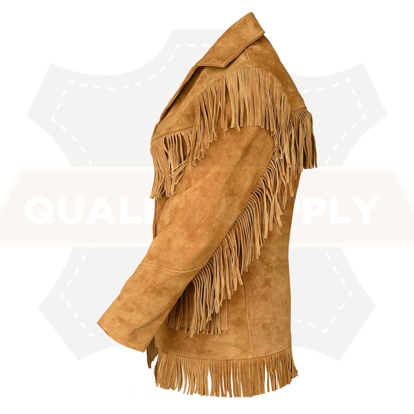 Quality Supply Western Genuine Leather Suede Jacket Women Cowlady Native American Ladies Fringe Cowgirl Jacket with Tassels-L