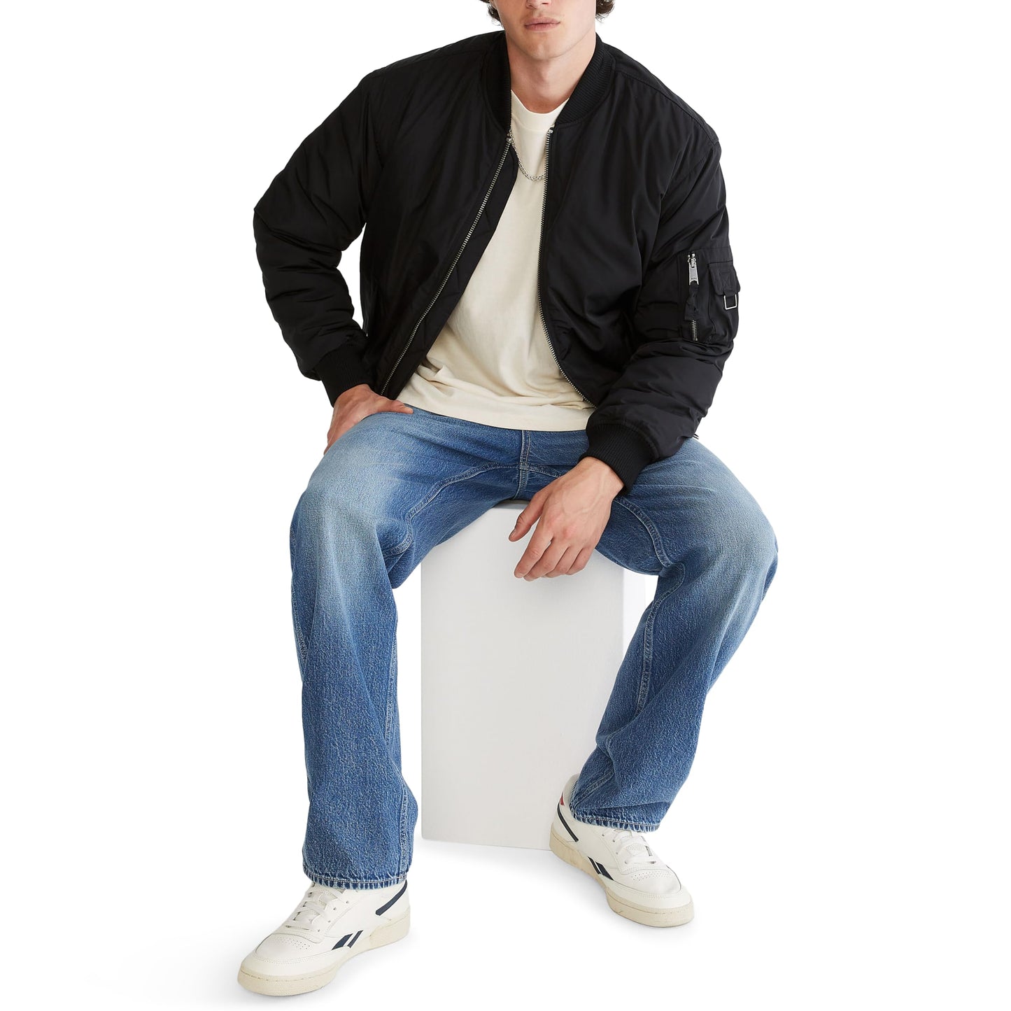 FLIGHT BOMBER JACKET, DARK BLACK, M