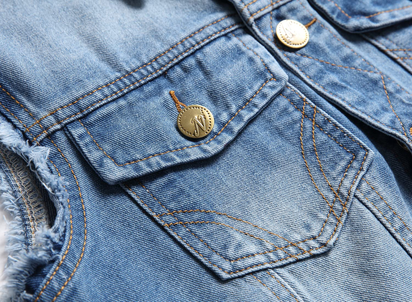 JUDIGODR Denim Vest Men Lapel Sleeveless Slim Fit Retro Ripped Casual Bule Jean Vest and Jacket for Men's (L,Lightblue 813)