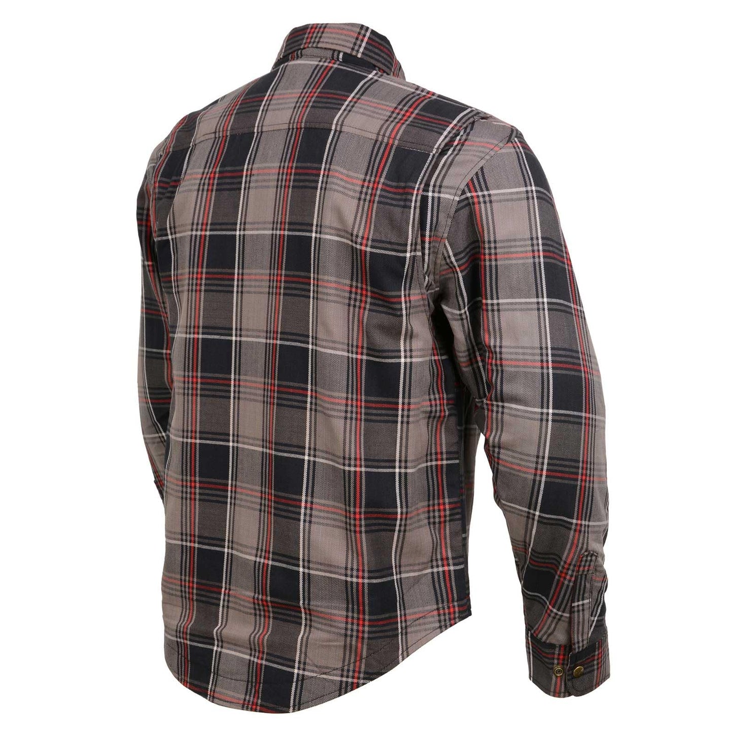 Milwaukee Leather Men's Long Sleeve Armored Flannel Shirt - Large