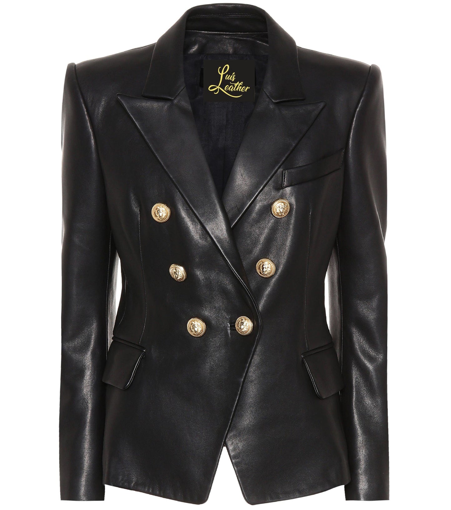 SID Women's Classic Police Type Lambskin Leather Jacket, Classy Black, X-Small