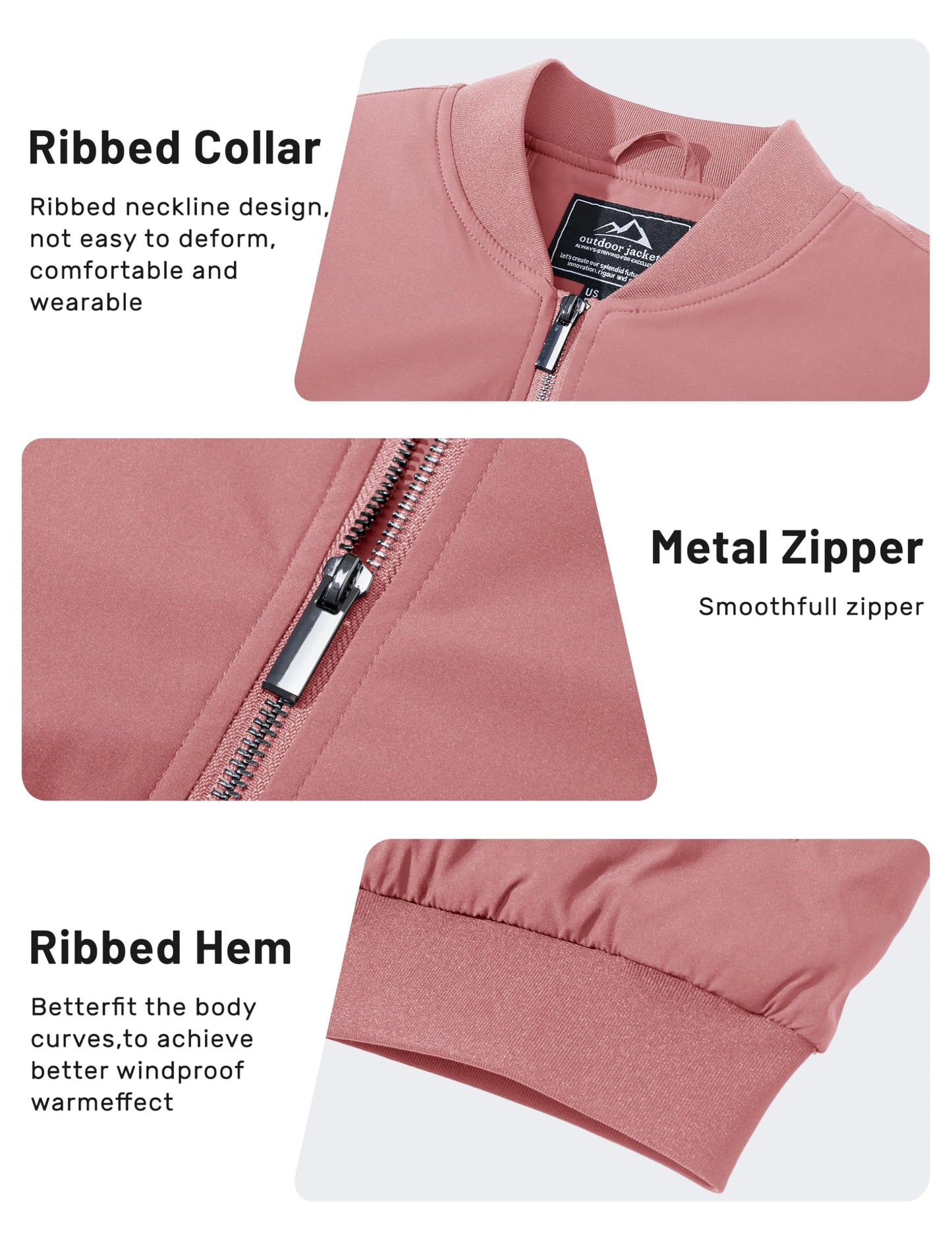 TACVASEN Men's Bomber Jackets Thermal Quilted Jacket Water Resistant Warm Winter Coats GrayPink XL