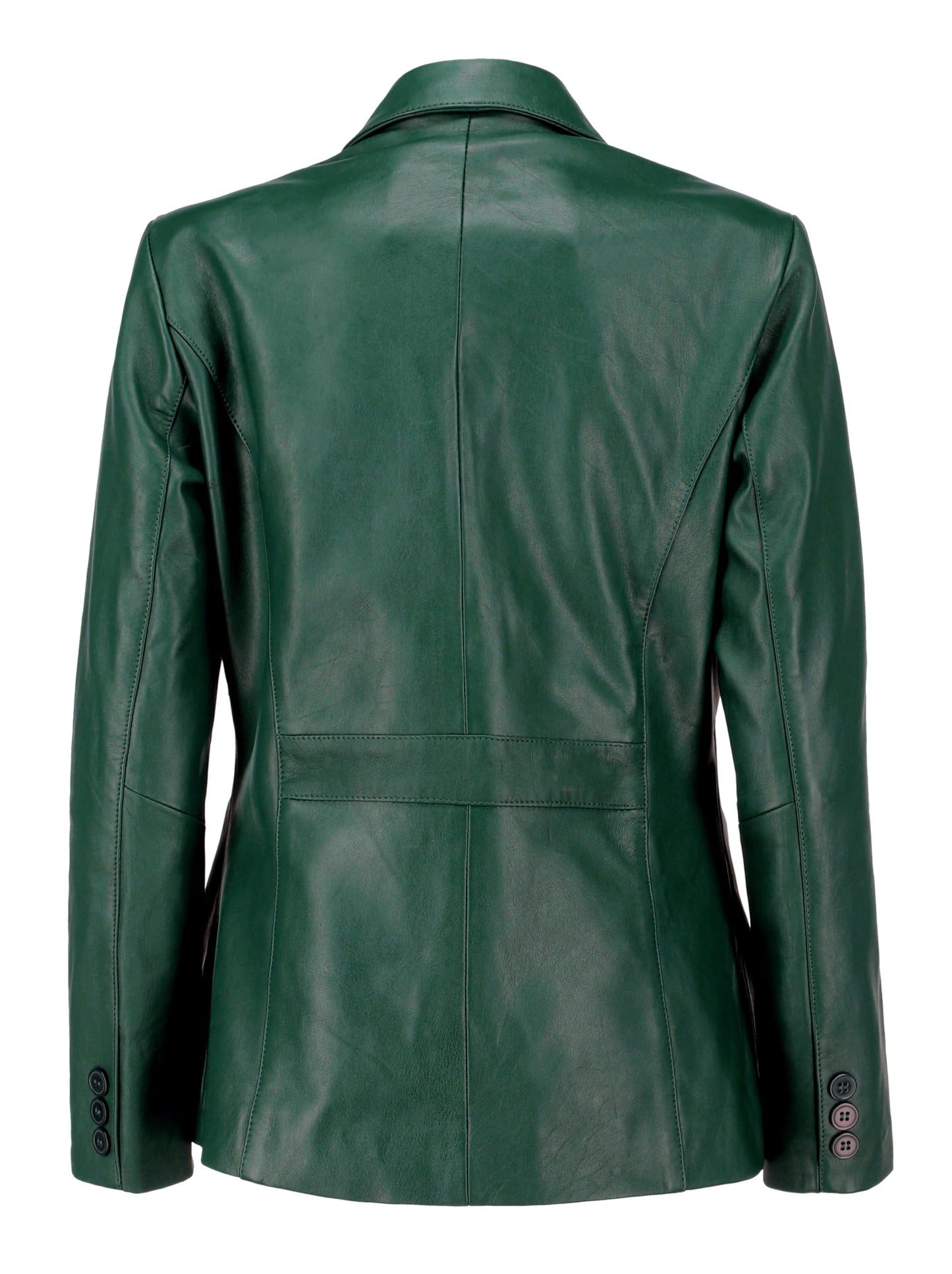 Jild Classic 2-Button Lambskin Leather Blazer Women - Casual Coat Long Sleeves Suit Style Leather Jacket Women (LC-GREEN-L)