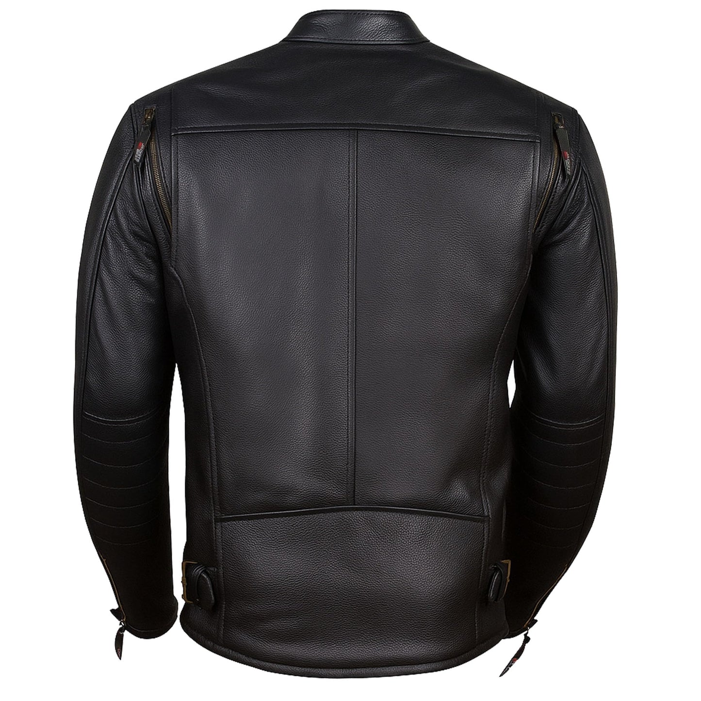 REVOLT Men's Motorcycle Jacket, Natural Buffalo Leather, CE Armor - Ventilation, Cruiser Motorbiker Touring Biker Black XL