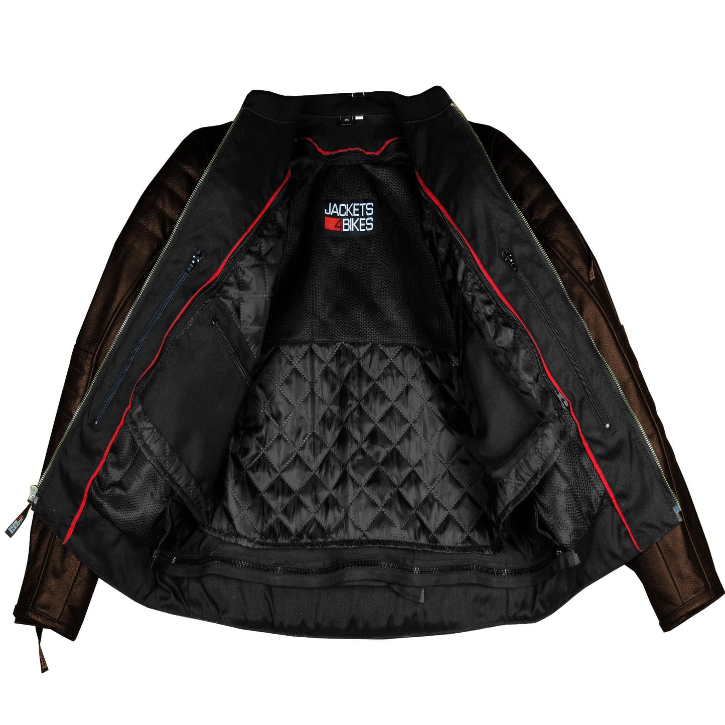 REVOLT Men's Motorcycle Jacket, Natural Buffalo Leather, CE Armor - Ventilation, Cruiser Motorbiker Touring Biker Brown L