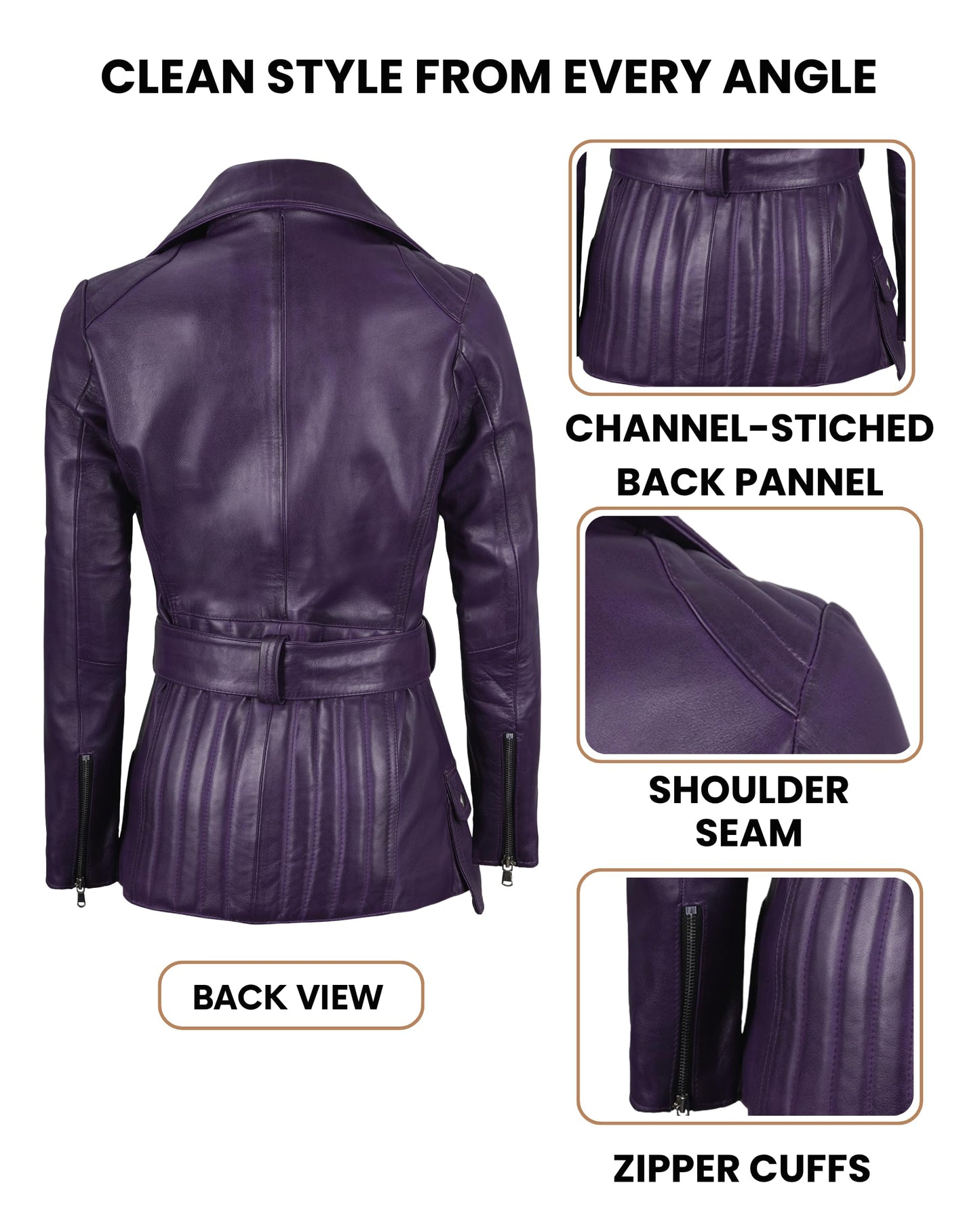 Decrum Womens Motorcycle Jacket - Winter Jacket Purple jacket women | [1326802] Victoria Purple S