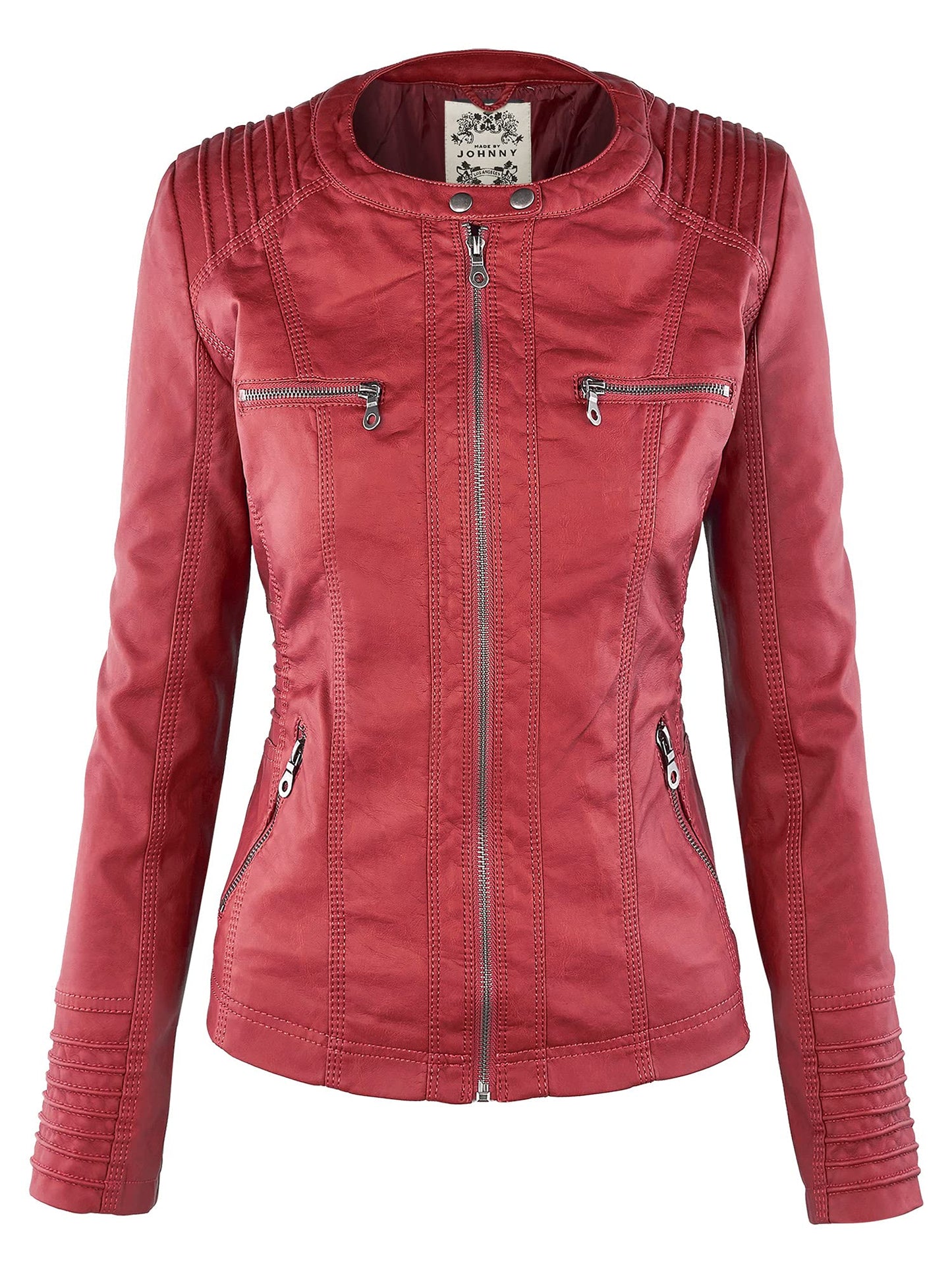 MBJ WJC663 Womens Removable Hoodie Motorcyle Jacket M RED