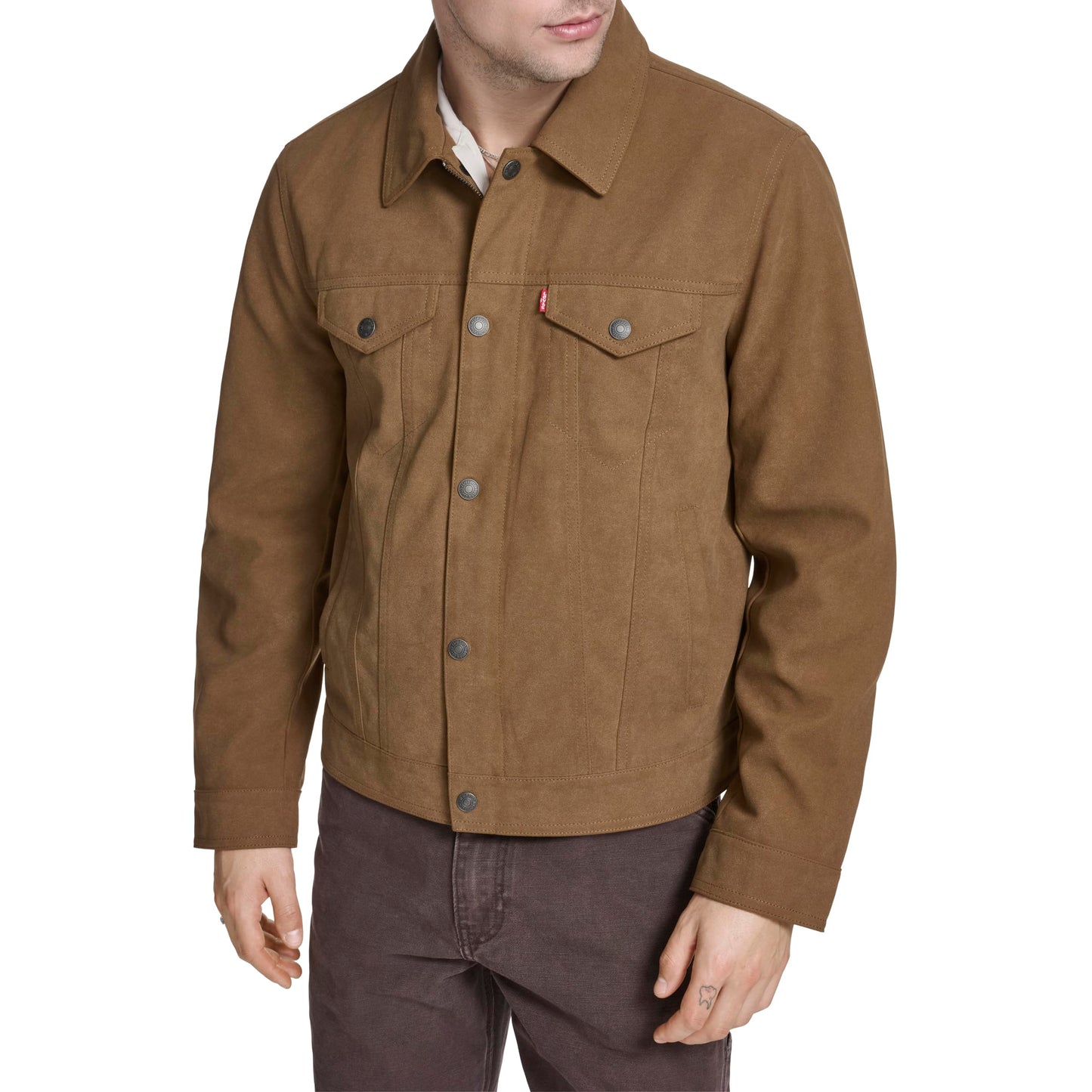 Levi's Men's Legacy Leather Classic Trucker Faux Suede Jacket, Toffee Faux Suede, Medium