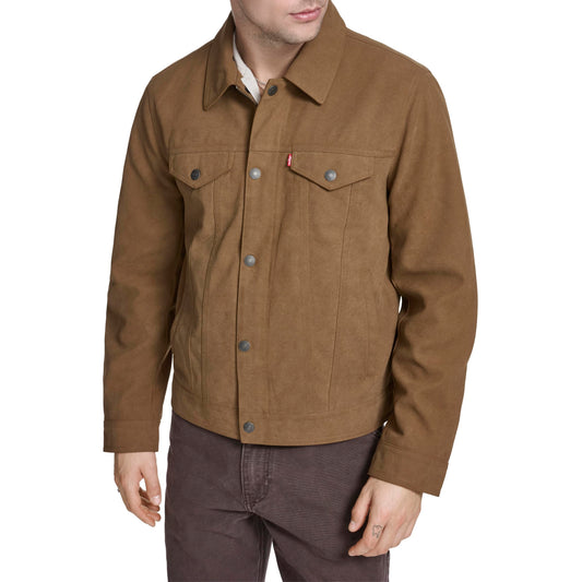 Levi's Men's Legacy Leather Classic Trucker Faux Suede Jacket, Toffee Faux Suede, Medium