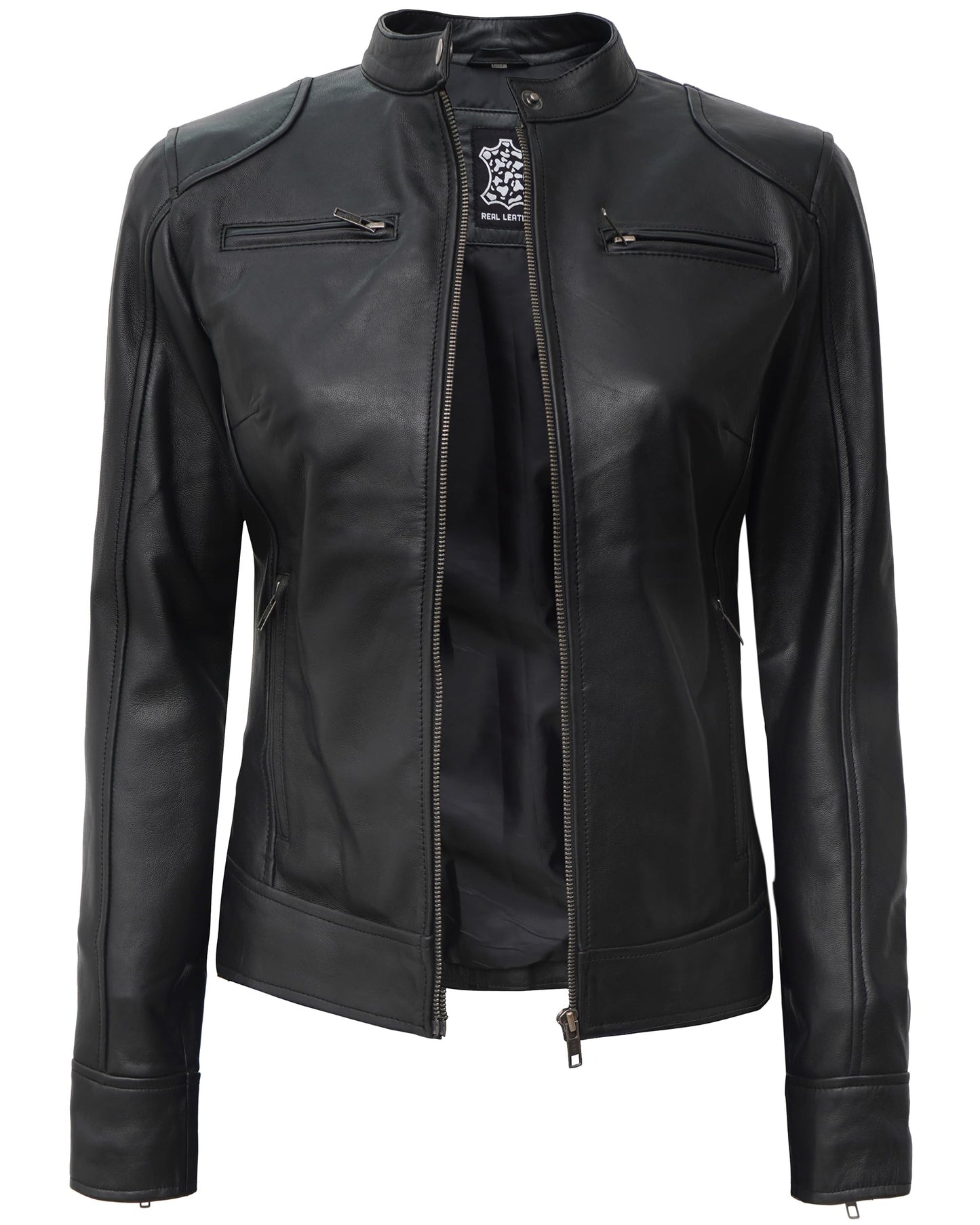 Blingsoul Womens Leather Motorcycle Jacket | [1313765] Dodge Black, XL