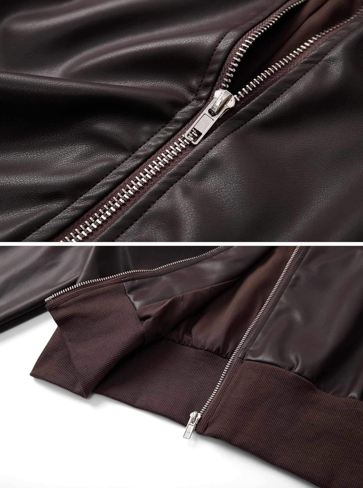 Eliacher Cropped Pu Leather Bomber Jacket (US 8-10)
