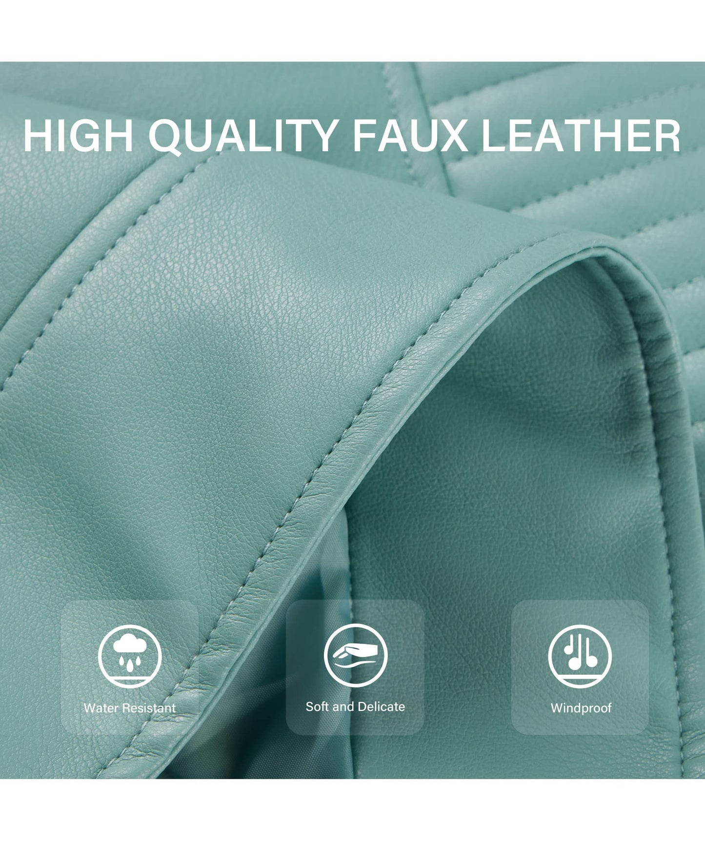Bellivera Women's Faux Leather Casual Jacket 2026 Spring Trendy Motorcycle Outfits Lightweight Classic Coat 53 Blue L