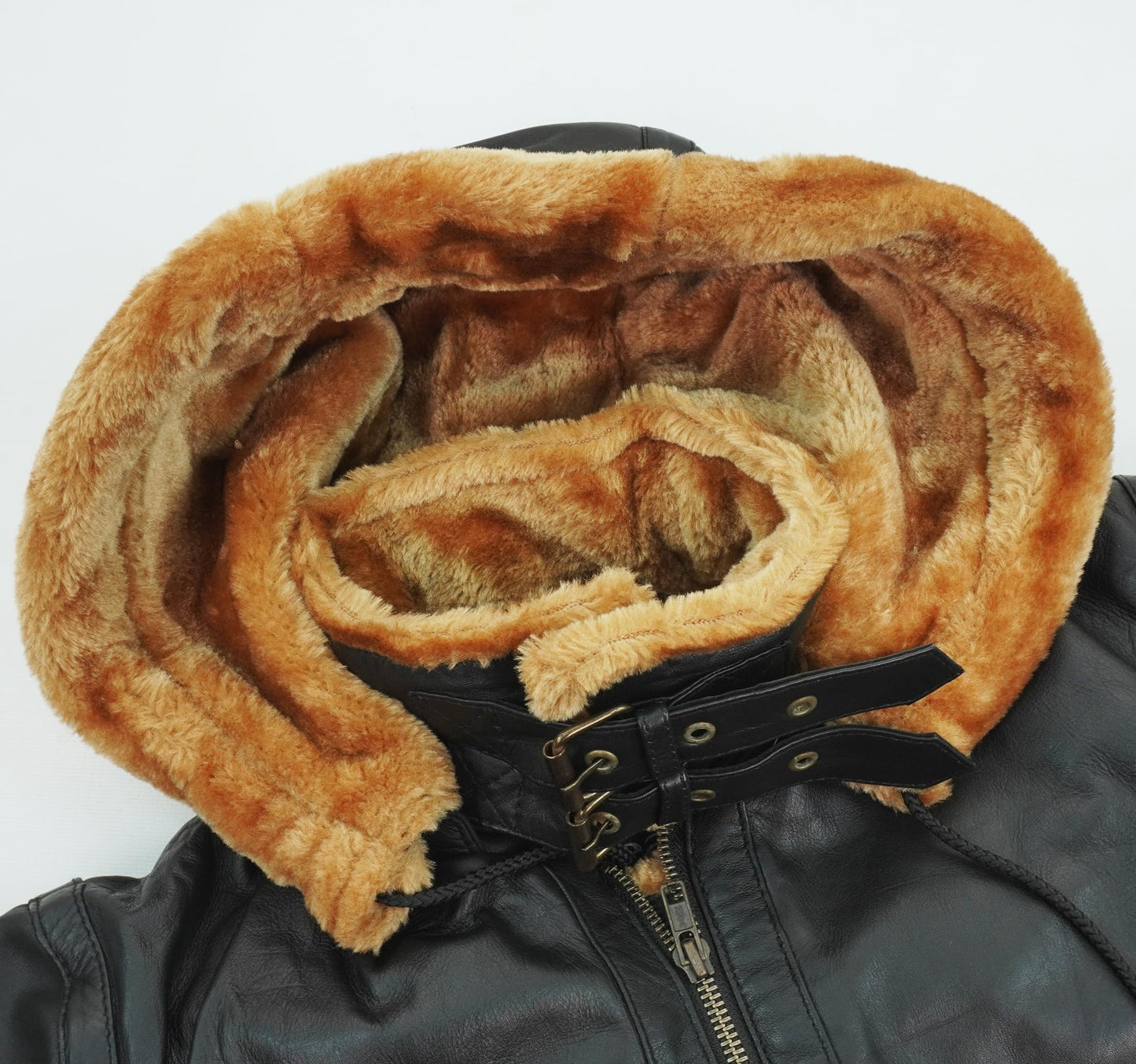 LP-FACON Womens B3 Brown Shearling Bomber Jacket - Winter Aviator Pilot Sheepskin Black Leather Jacket Removable Hoodie