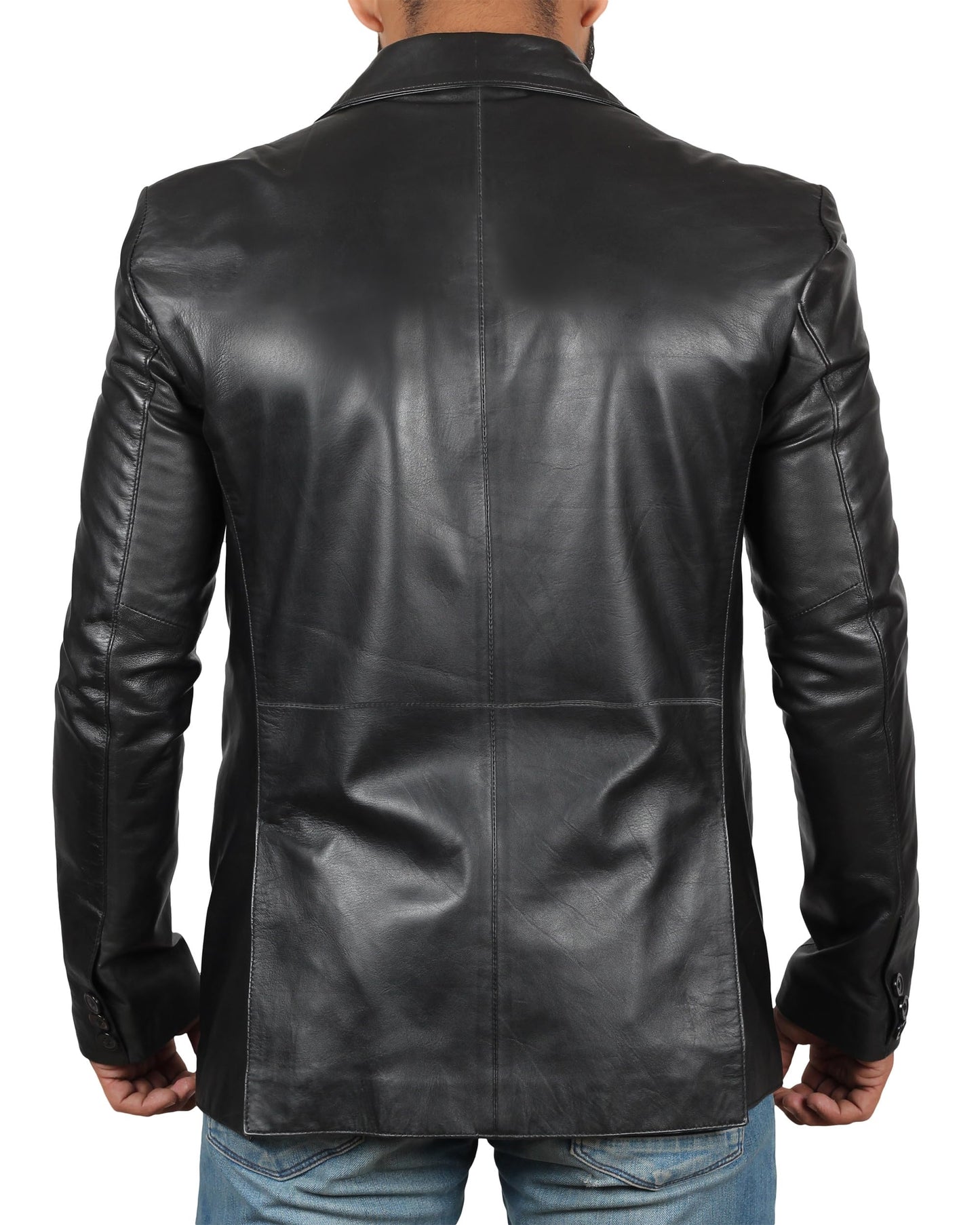 fjackets Lambskin Leather Jacket Men Casual Coat – Notched Collar Classic Style Ultimate Leather Black Blazer Men | [1500563], M