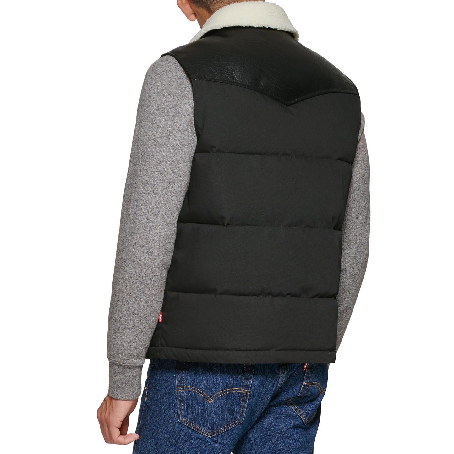 Levi's Men's Levi's Men's Out West Mixed Media Puffer Vest, Red Bandana Print Puffer, Small