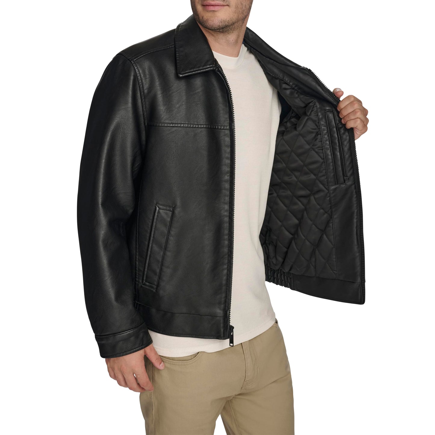 Dockers Men's James Faux Leather Jacket, Black, Medium