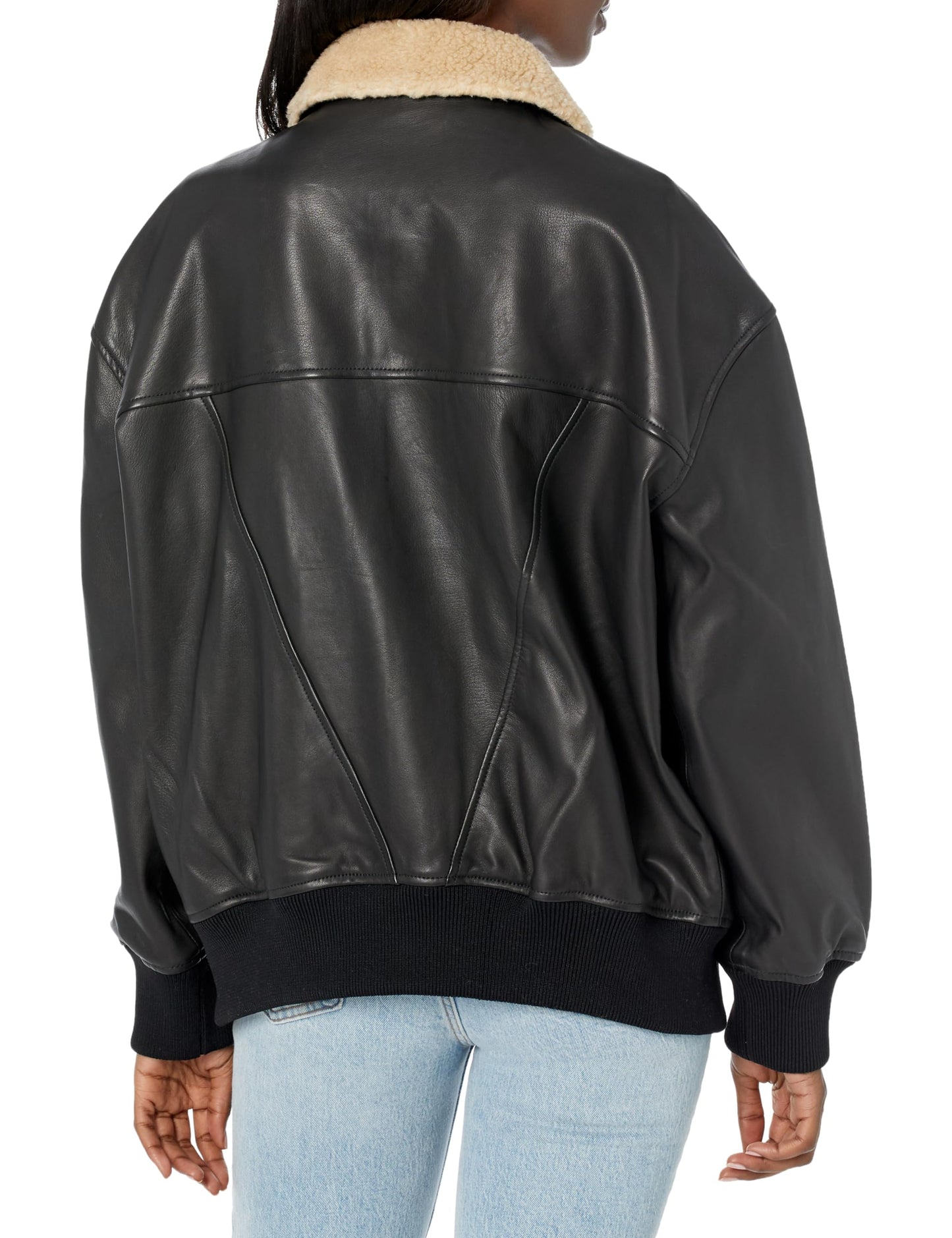 Hudson Jeans Oversized Leather Bomber Jacket