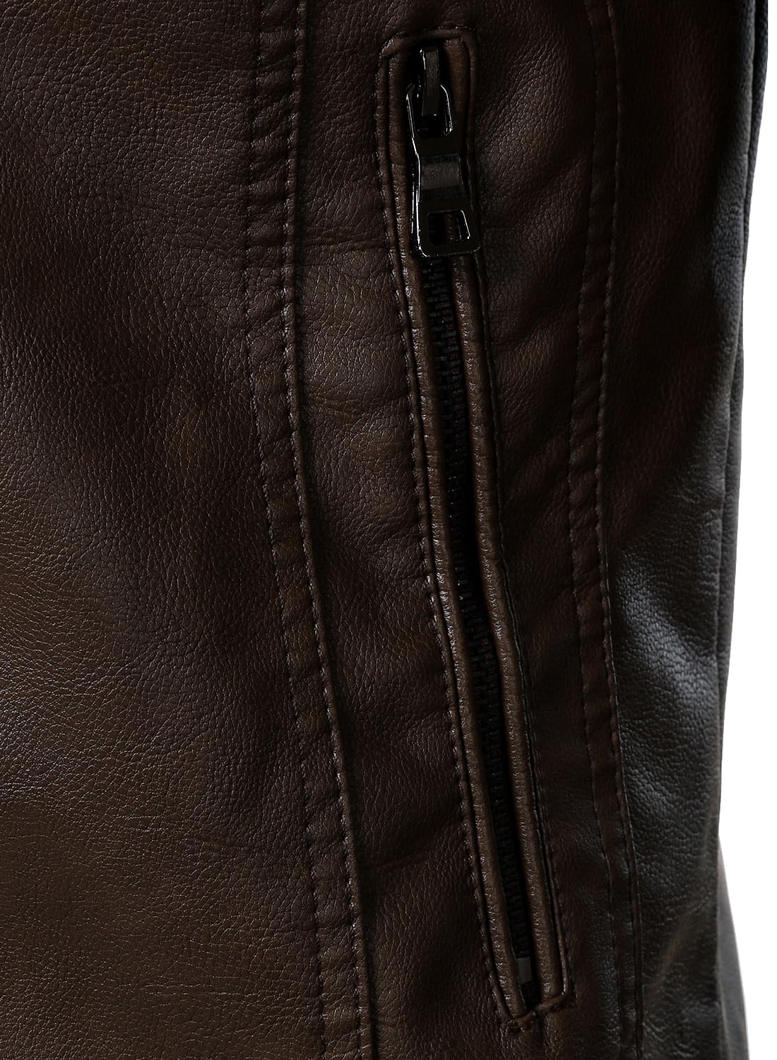 HOOD CREW Men’s Faux Leather Jackets Vintage Biker Motorcycle Jacket for Men Coffee L