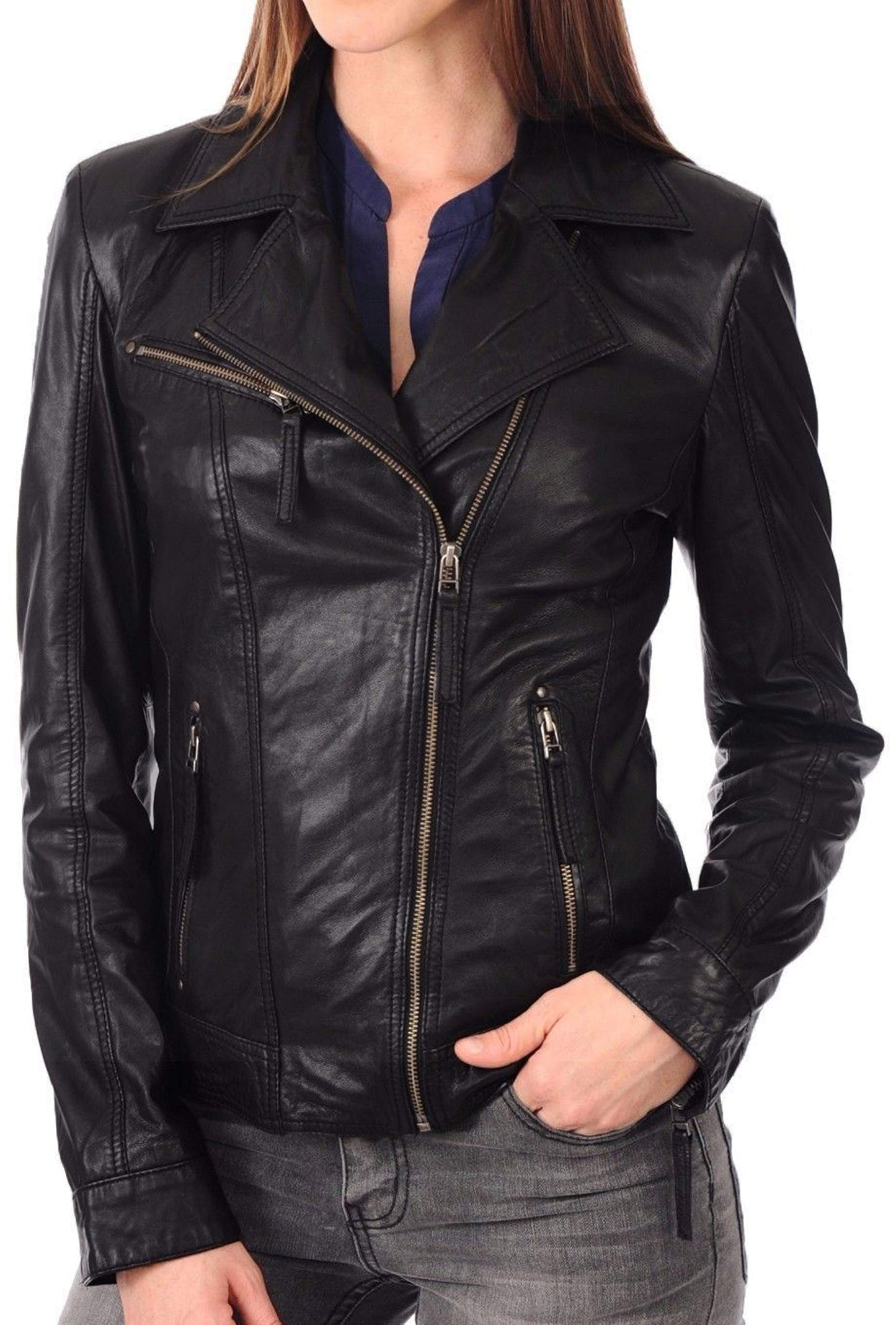 KYZER KRAFT Womens Leather Jacket Bomber Motorcycle Biker Real Lambskin Leather Jacket for Womens 29 M