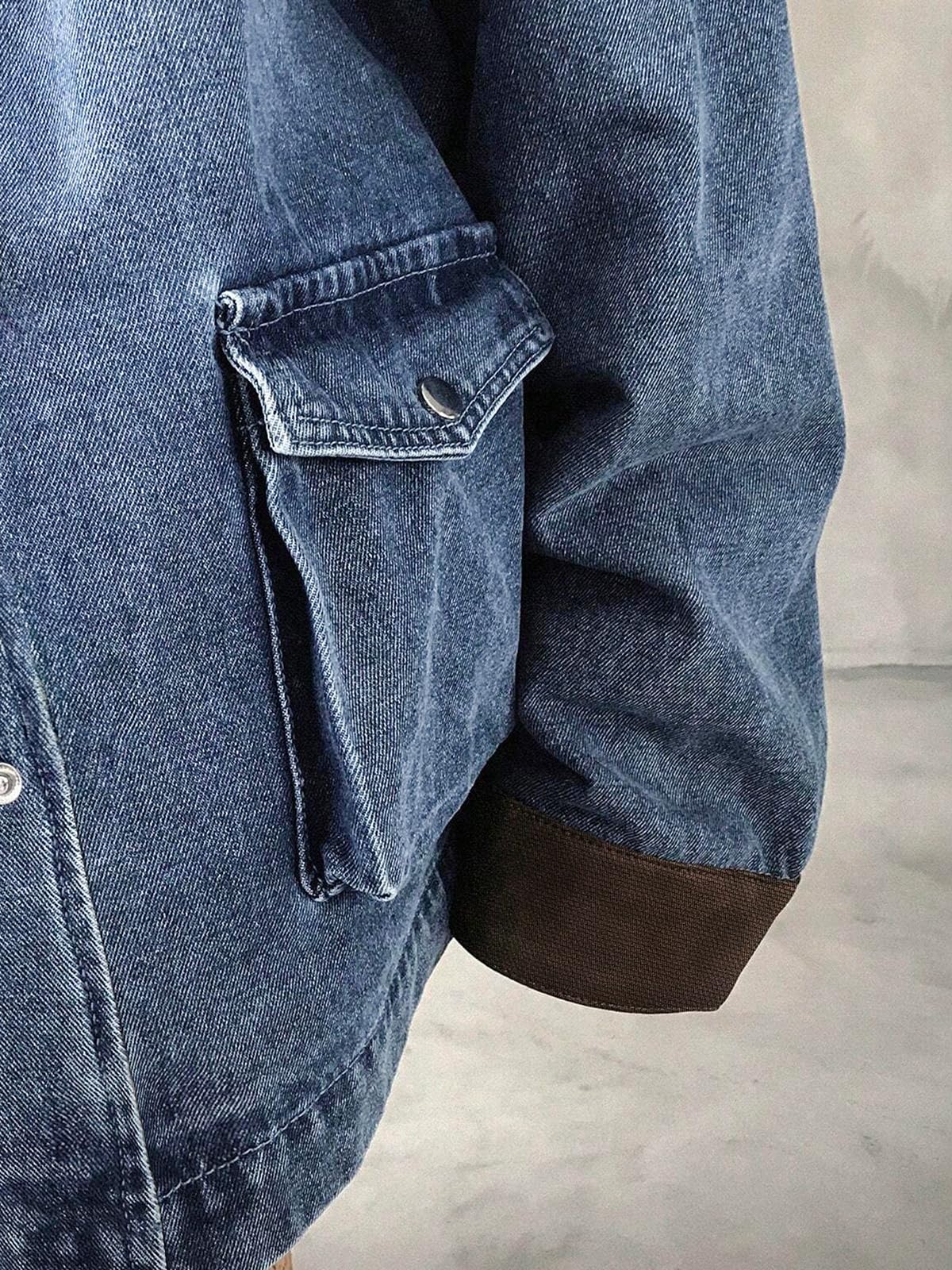 EMMIOL 025 Oversized Jean Jacket Women, Y2K Denim Fall Jackets Coat Vintage Trendy Relaxed Fit,Light Blue+L