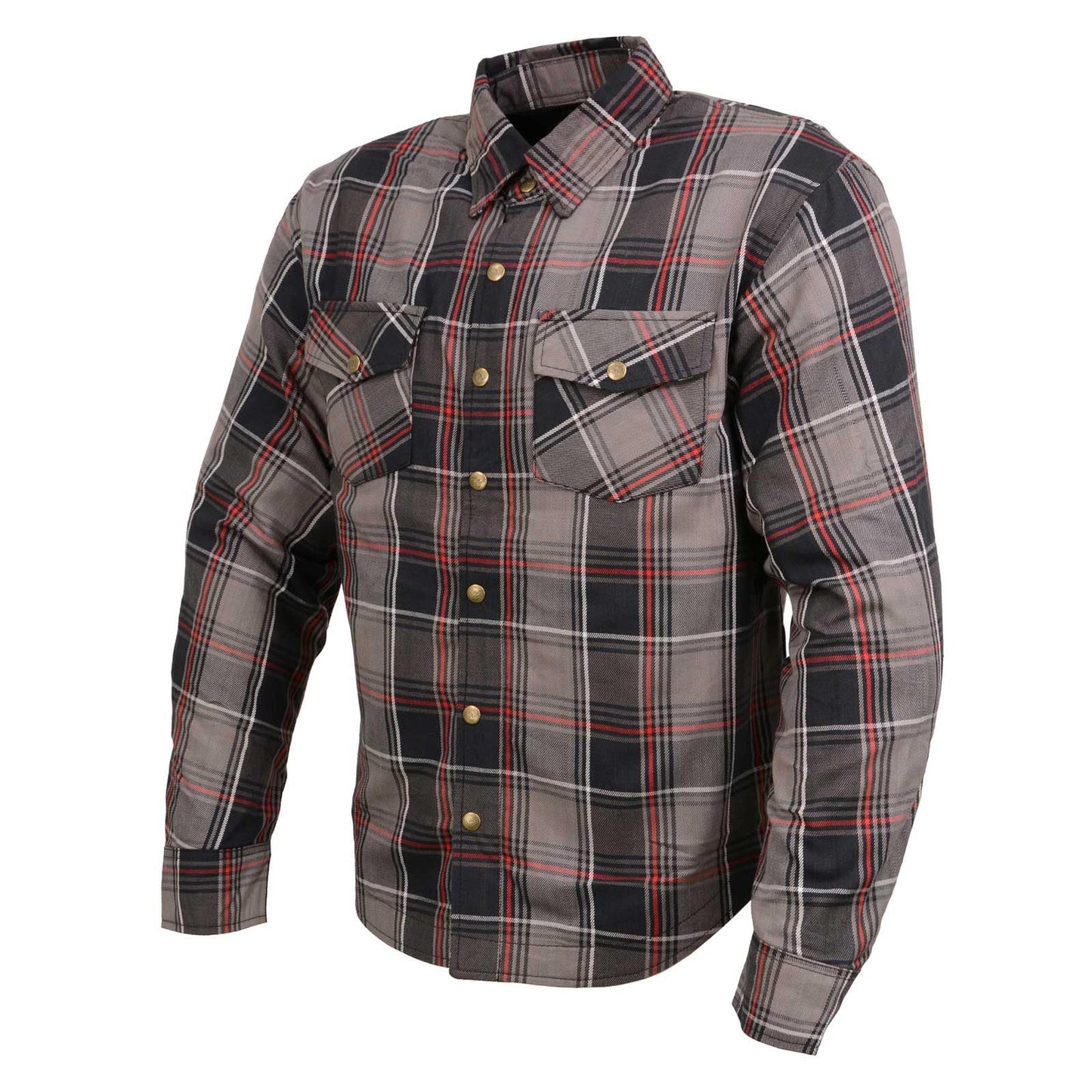 Milwaukee Leather Men's Long Sleeve Armored Flannel Shirt - Large
