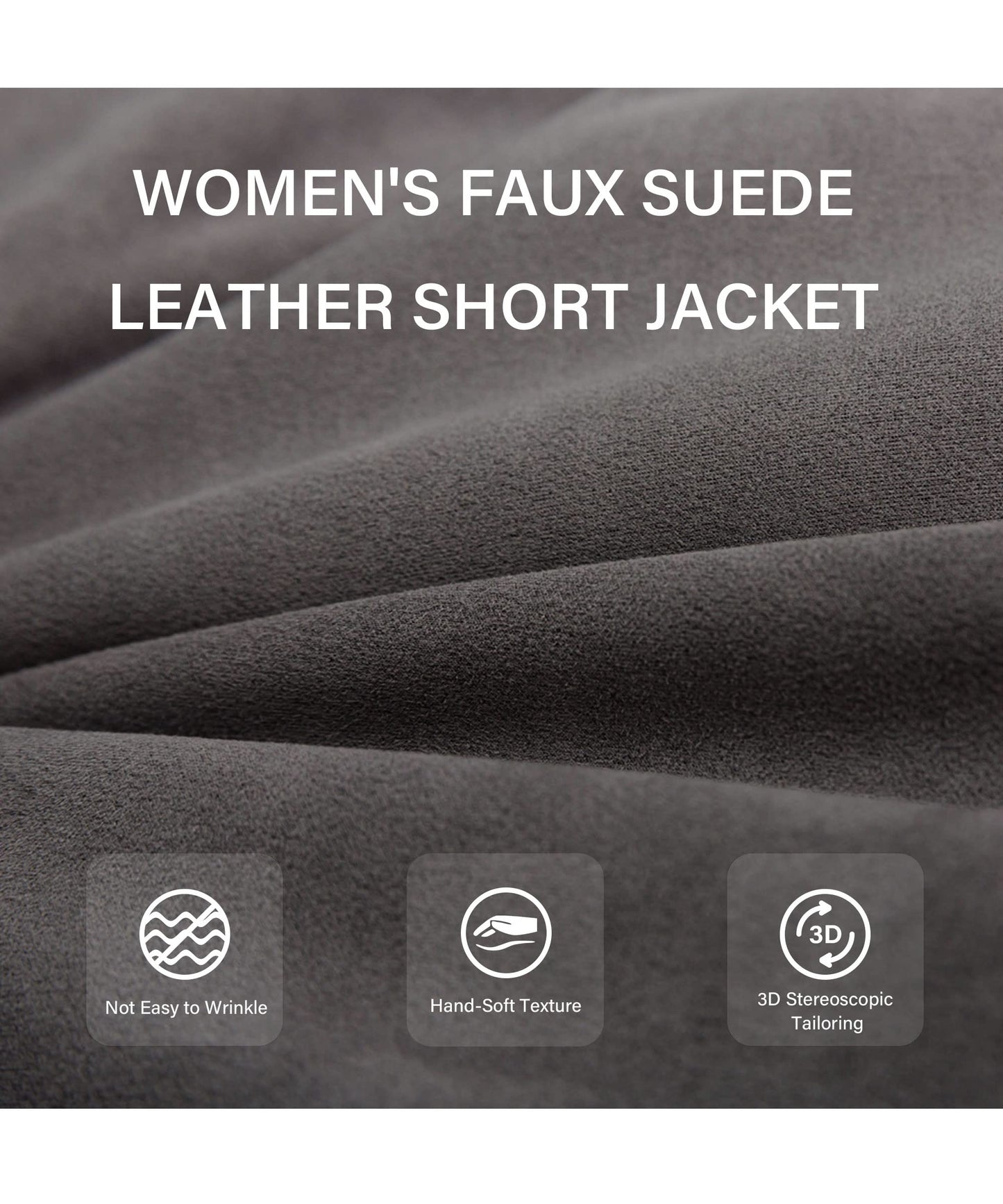 Bellivera Women Faux Suede Jacket Moto Biker Sherpa-Lined Coat Gray XL