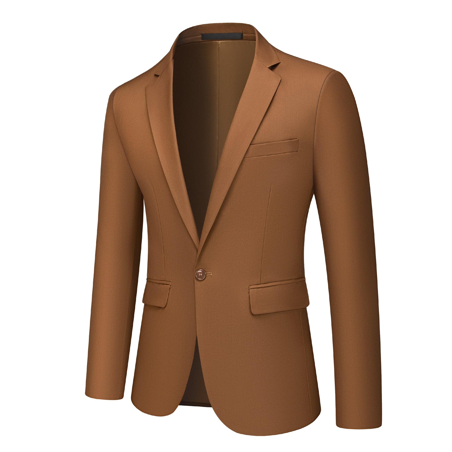 Men's Blazer Lightweight Jacket Casual 1 Button Slim Suit Sport Coat Solid Jacket Brown