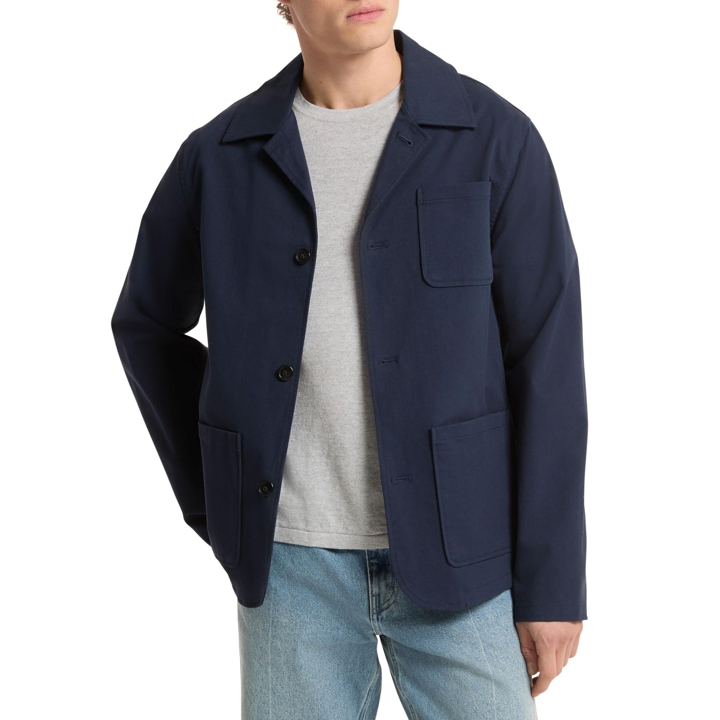 Michael Kors Men's Cotton Linen Chore Coat, Midnight, X-Large