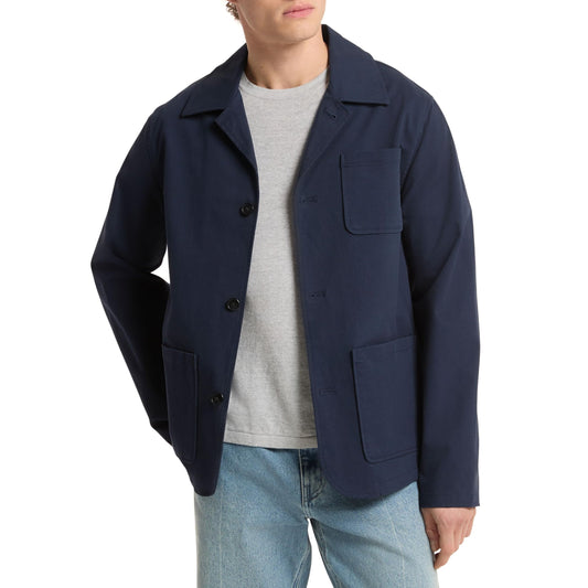 Michael Kors Men's Cotton Linen Chore Coat, Midnight, X-Large