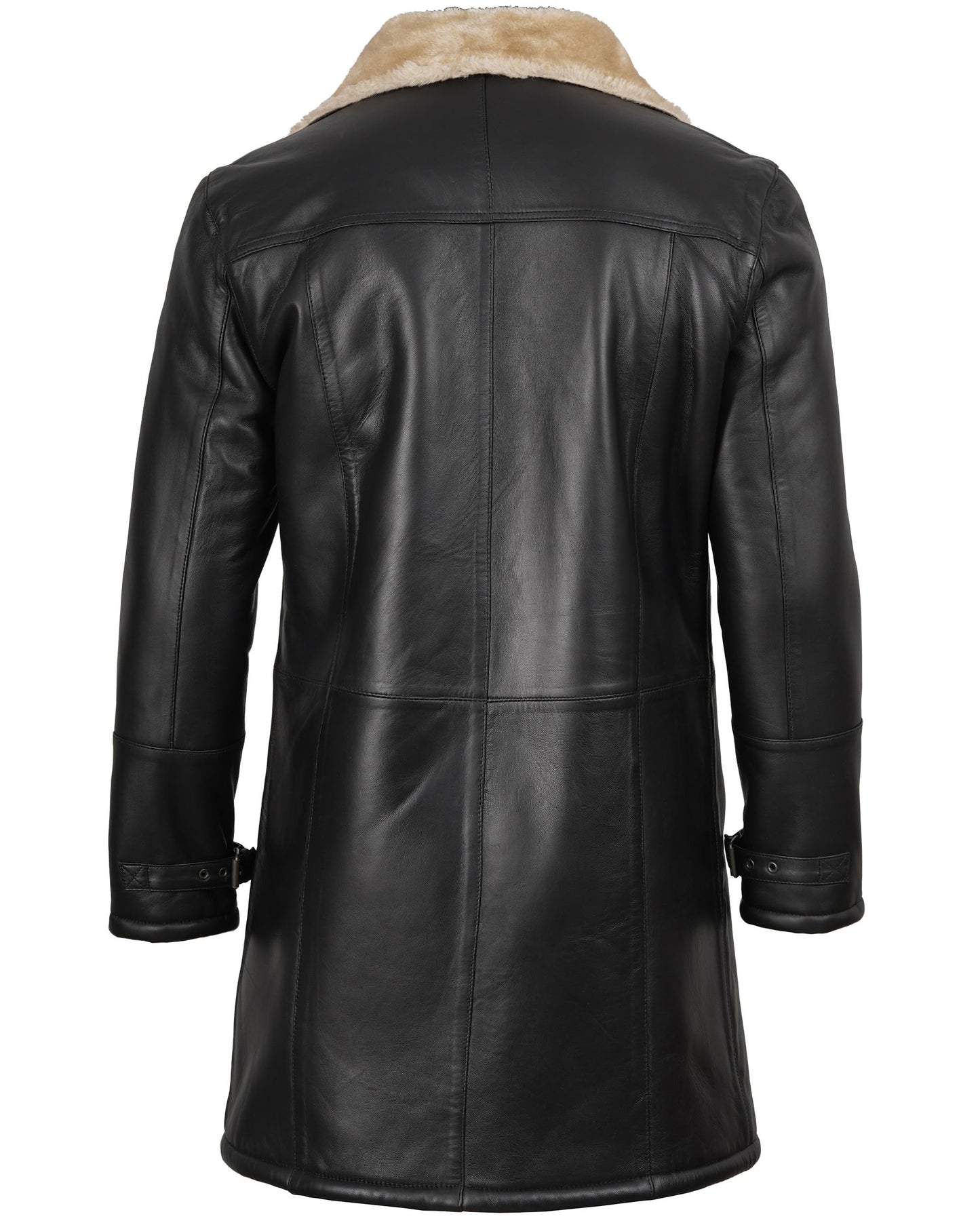 fjackets Genuine Leather Jacket - Turlock Black & Beige Shearling Coat| [1509993] M