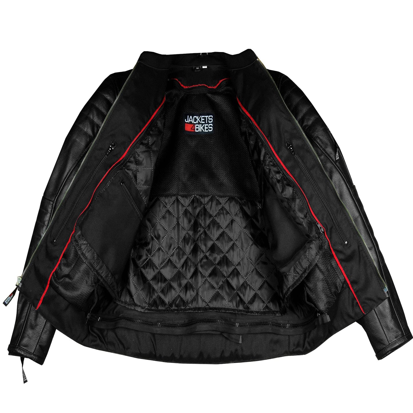 REVOLT Men's Motorcycle Jacket, Natural Buffalo Leather, CE Armor - Ventilation, Cruiser Motorbiker Touring Biker Black XL