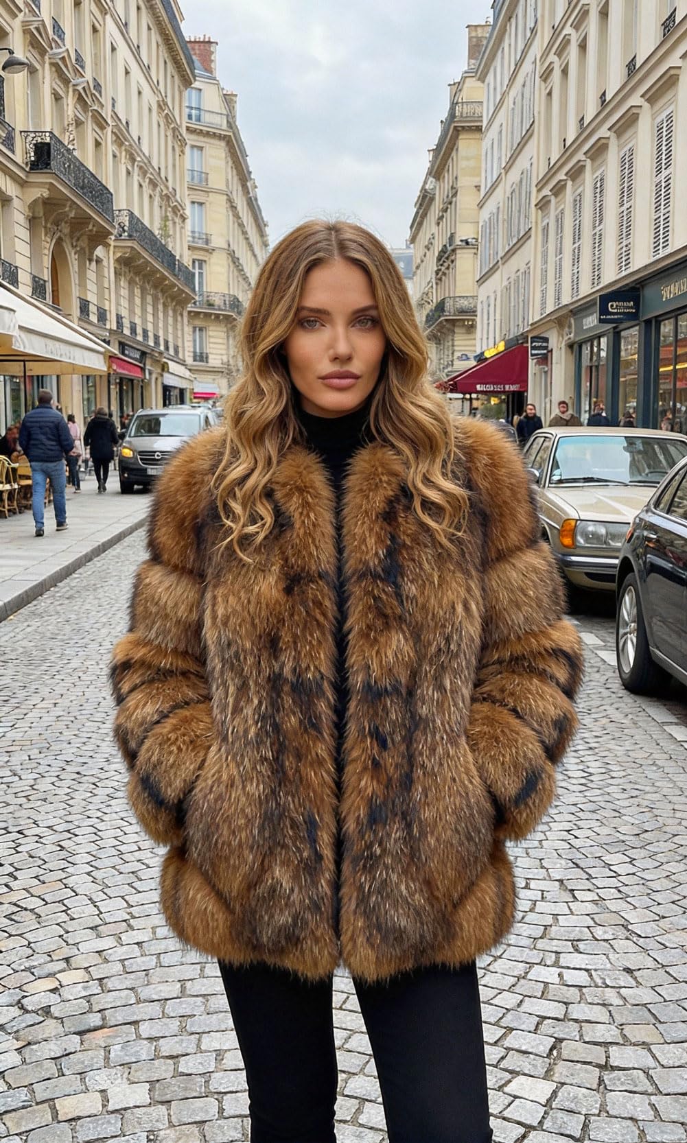 loveimgs Women Elegant Fuzzy Long Faux Fur Coat Puffer Jacket Collarless Parka Winter Zip Up Teddy Coat Overcoat (Small, Raccoon)