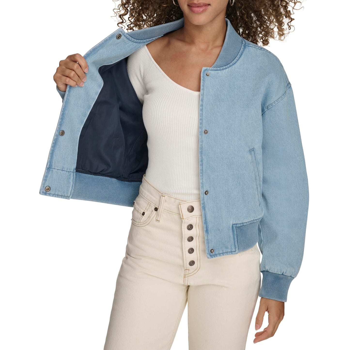 Levi's Women's Varsity Bomber Jacket, Light Wash Denim, Medium