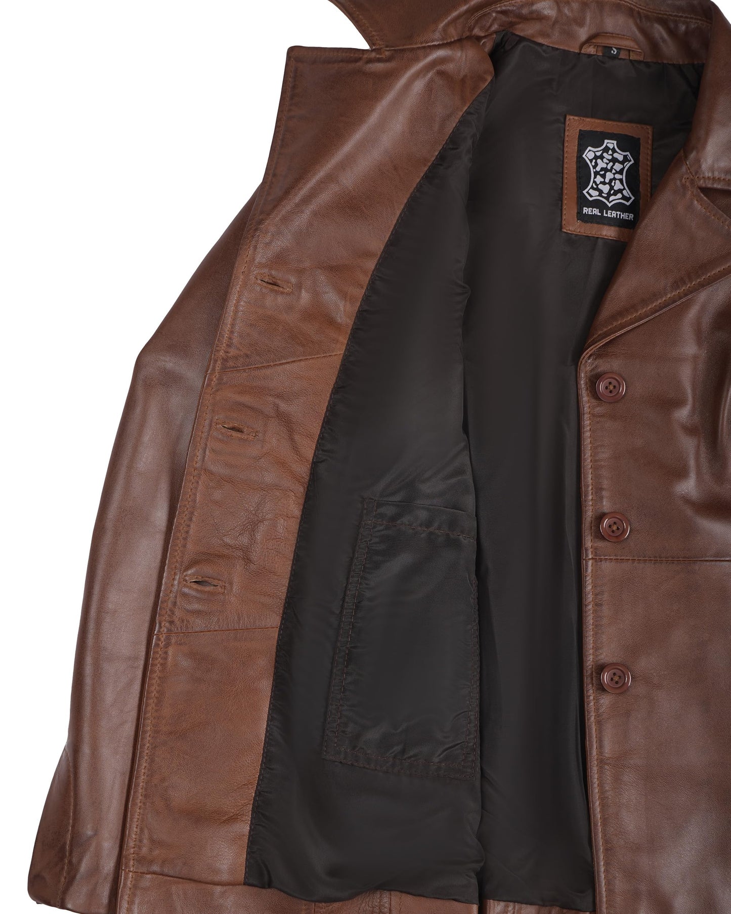 Blingsoul Disc Brown Womens Leather Blazer - Real Leather Jacket Coat For Women | [1304952] Bitonto Brown, S