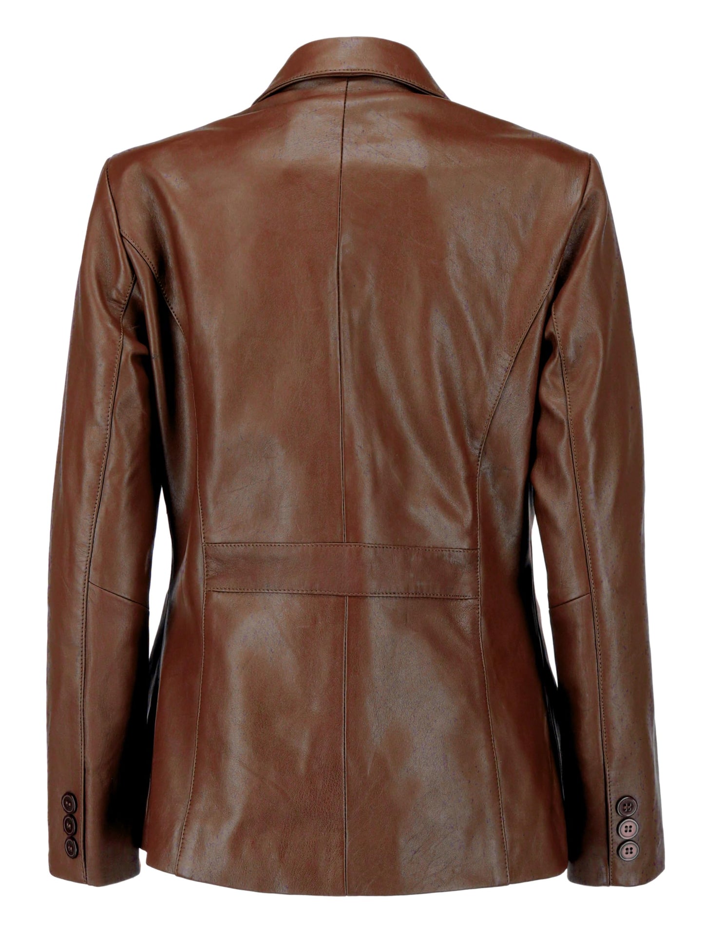 Jild Classic 2-Button Lambskin Leather Blazer Women - Casual Coat Long Sleeves Suit Style Leather Jacket Women (LC-Brn-XXL)