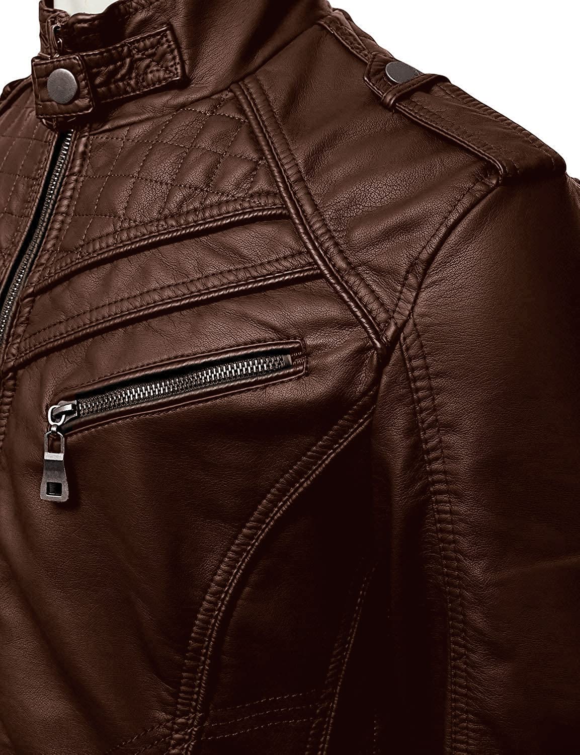 Men's Black Genuine Lambskin Leather Biker Jacket VINTAGE REAL MOTORCYCLE JACKETS FOR MEN (US, Alpha, Medium, Regular, Regular, BROWN)