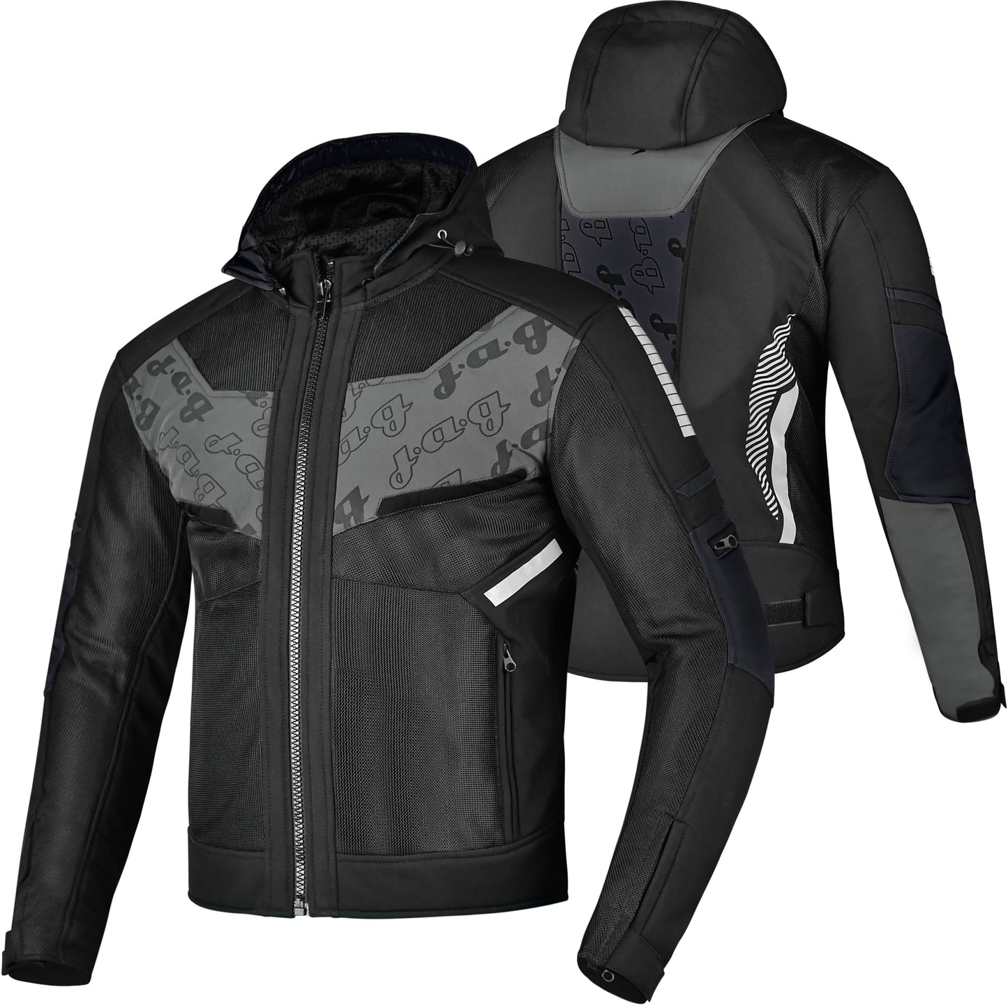 J.A.G. Mesh Motorcycle Jacket - Breathable Summer CE Armored Motorcycle Hoodie for Men, Protective Riding, Biker Jacket