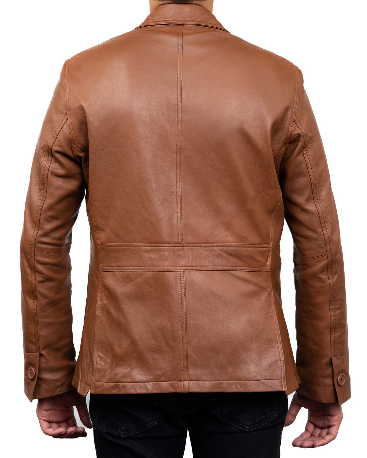 Jild Lambskin Leather Jacket Men Casual Coat – Notched Collar Classic Bond’s Style Ultimate Leather Blazer for Men (NC-Cog-M)