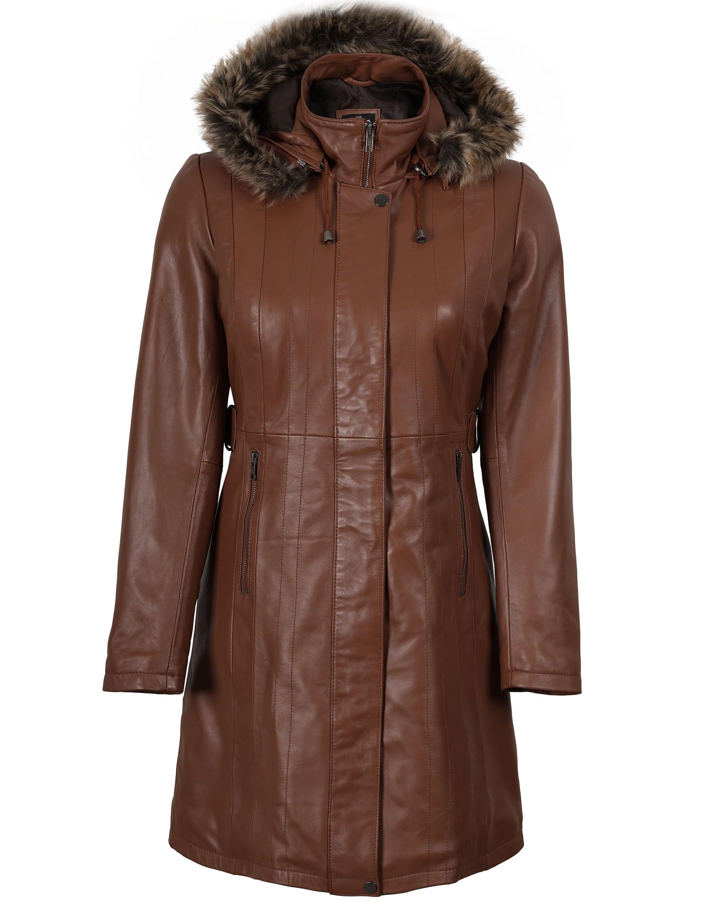 fjackets Disc Women Long Coat - Real Rambskin Leather Zip Up Hoodie Womens Jackets | [1309384] Jean Shearling, L