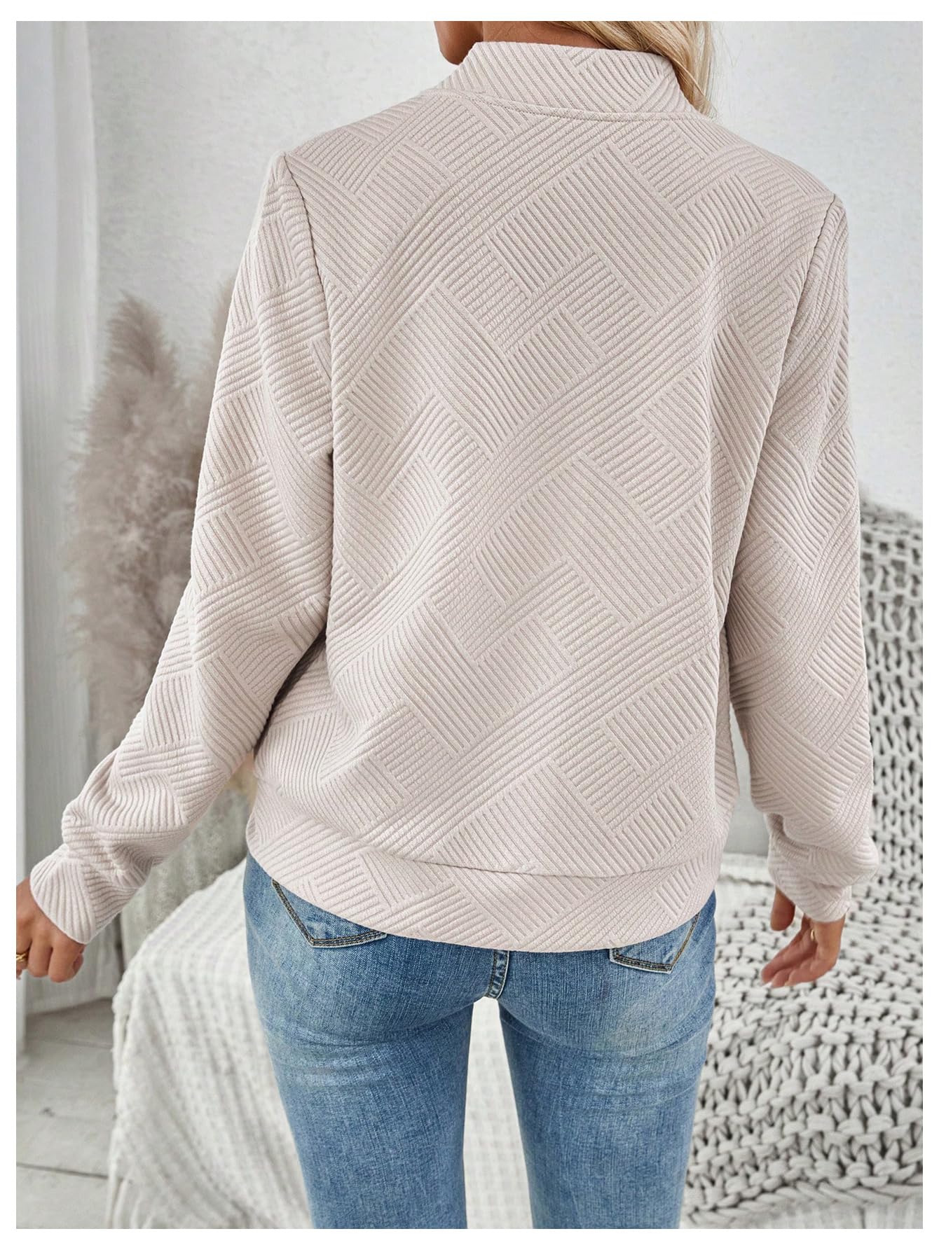Verdusa Women's Zip Up Bomber Jacket Casual Long Sleeve Textured Lightweight Coat Business Casual Outfits Spring Fall Clothes Khaki Small