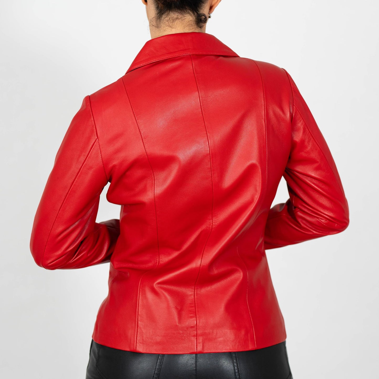 BRICK LANE Timeless Design Leather Jacket for Women | Genuine Lamb Nappa Leather Jacket (US, Alpha, Small, Regular, Regular, Red)