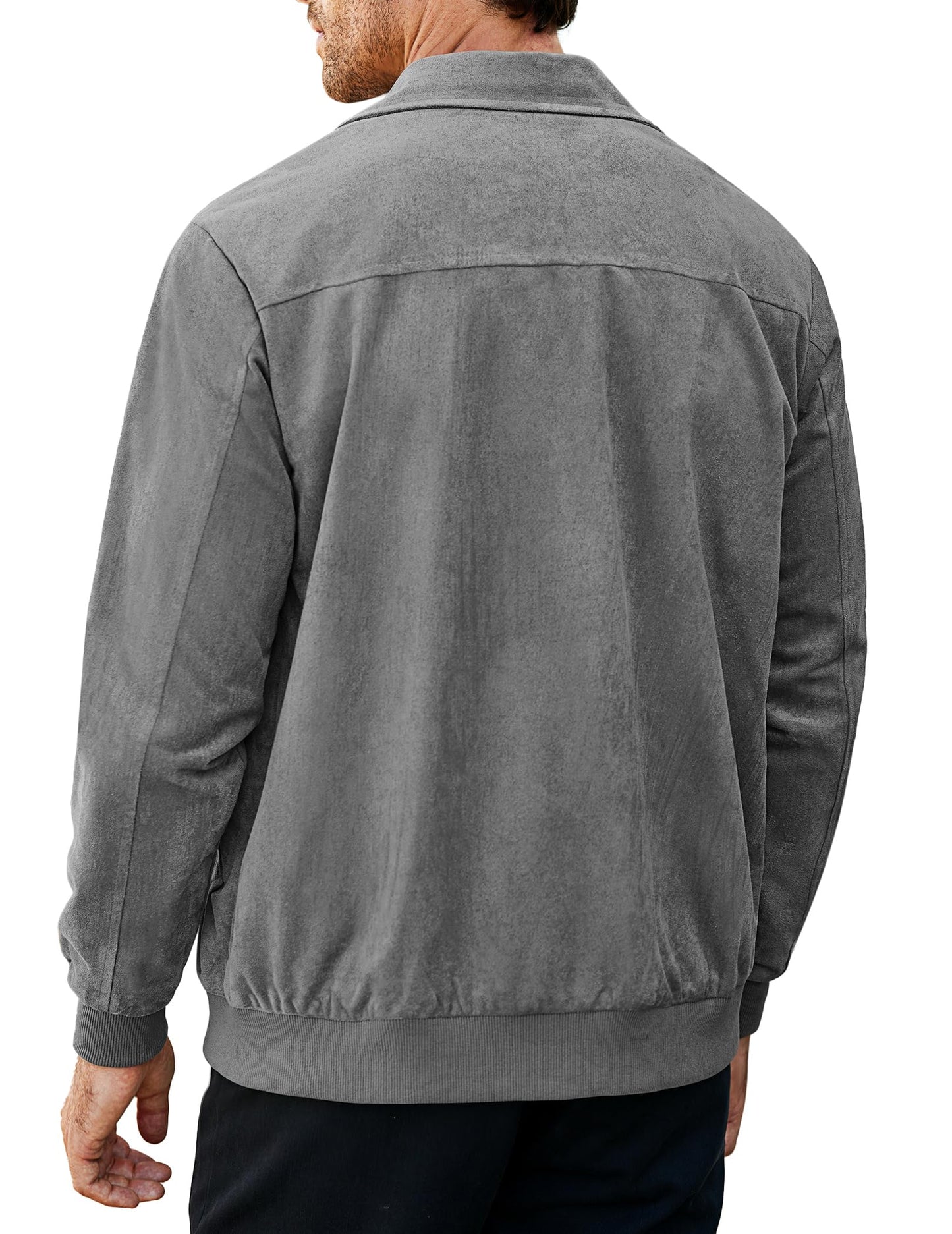 COOFANDY Mens Suede Jacket Casual Stylish Leather Bomber Jacket Lightweight