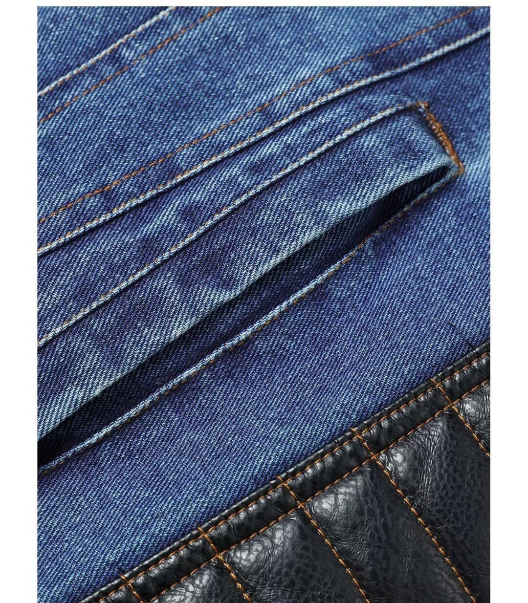 FTIMILD Mens Denim Jacket with Pu Leather Patchwork Biker Jacket with Detachable Hood Jean Jacket with Multiple Pockets