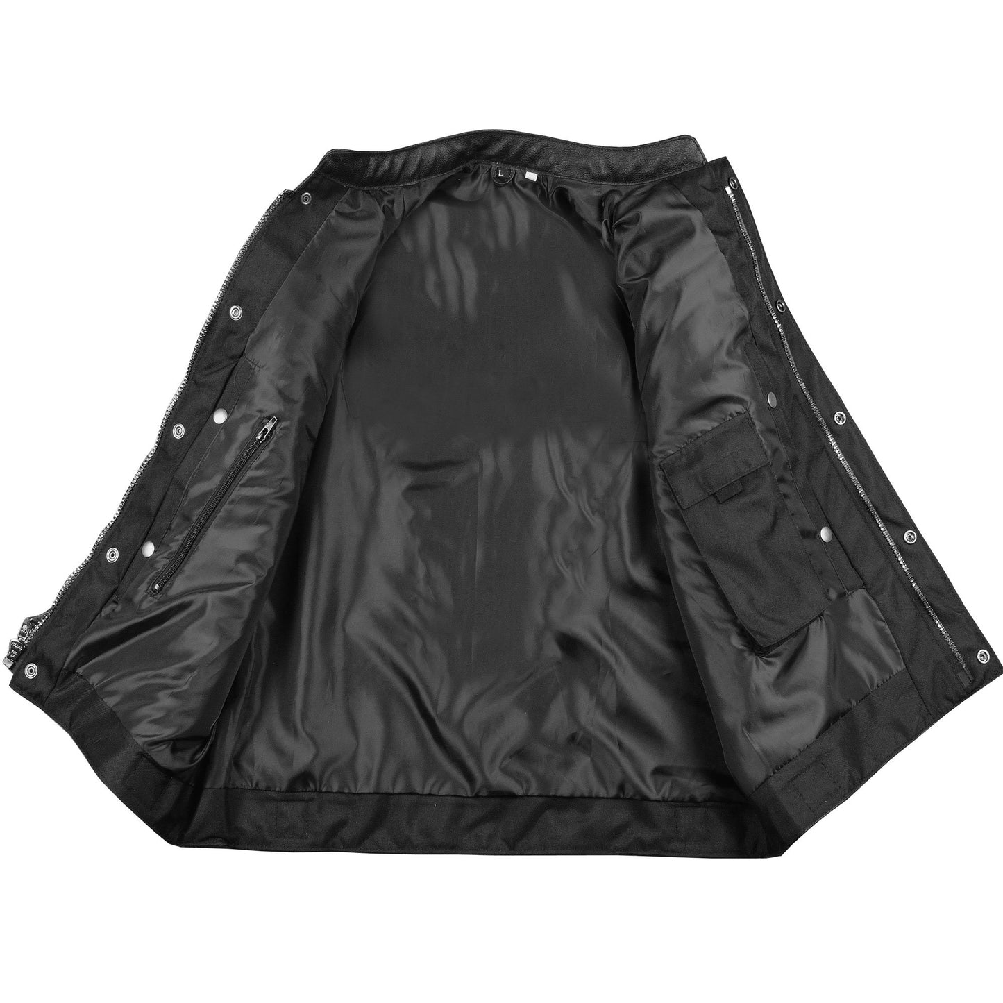 Jackets 4 Bikes Men’s SOA Motorcycle Vest – Premium Buffalo Leather Multiple Pockets Club Style Biker Vest with Metal Zippers Black XL