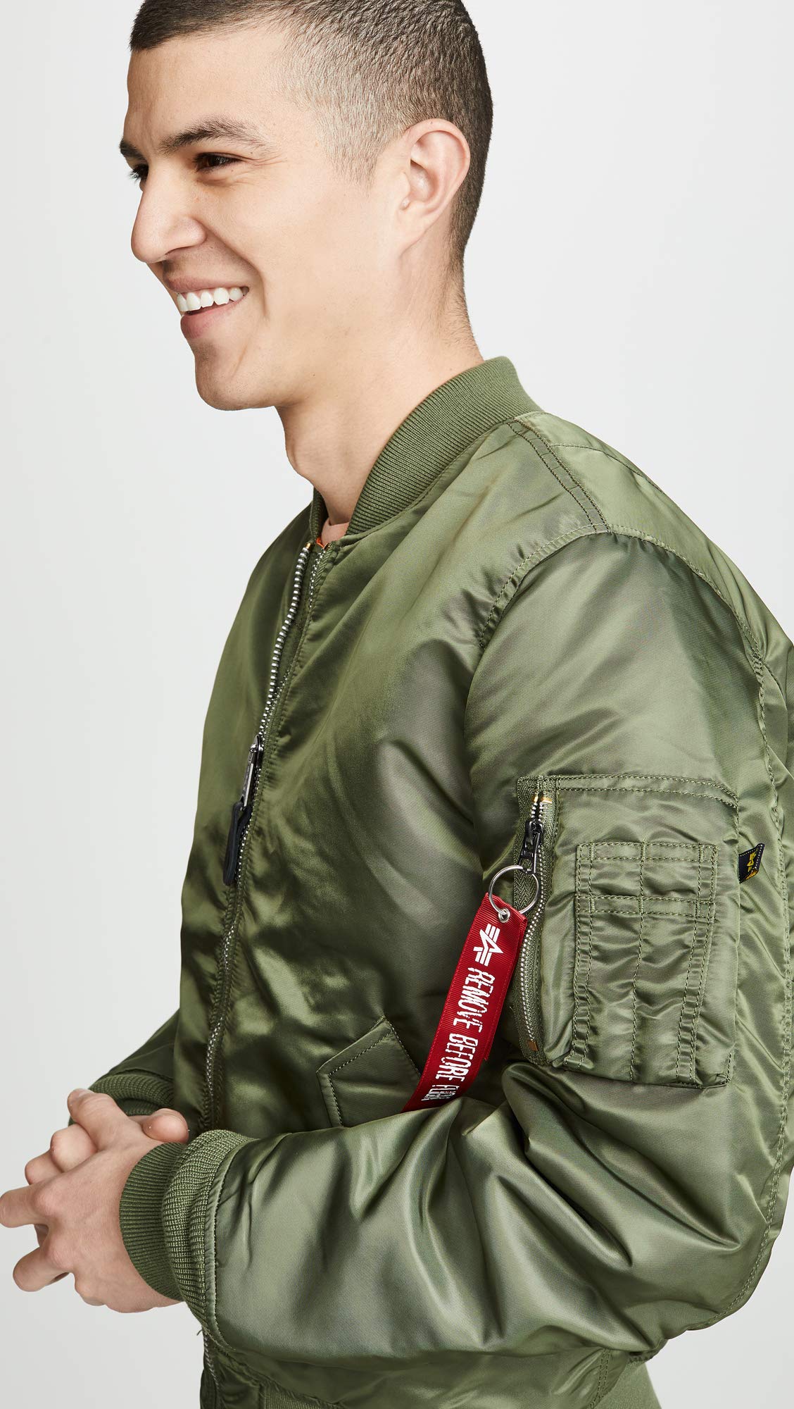 Alpha Industries MA-1 Slim Fit Bomber Flight Jacket - Fighter Pilot Flight Jacket - Sage, S