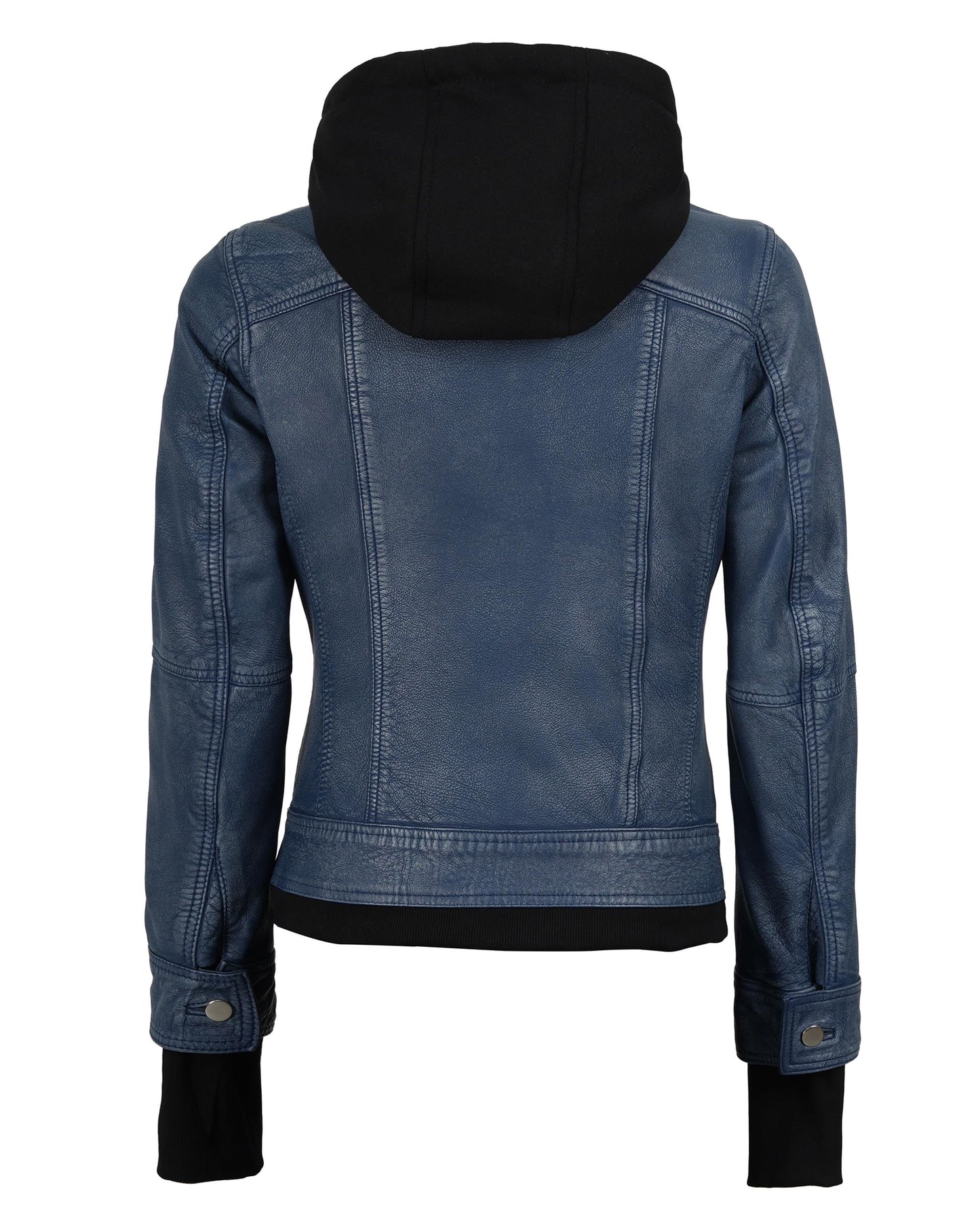 Decrum Leather Jacket With Hood - Leather Jacket With Hood | [1332716] Betty Washed Blue, XXL