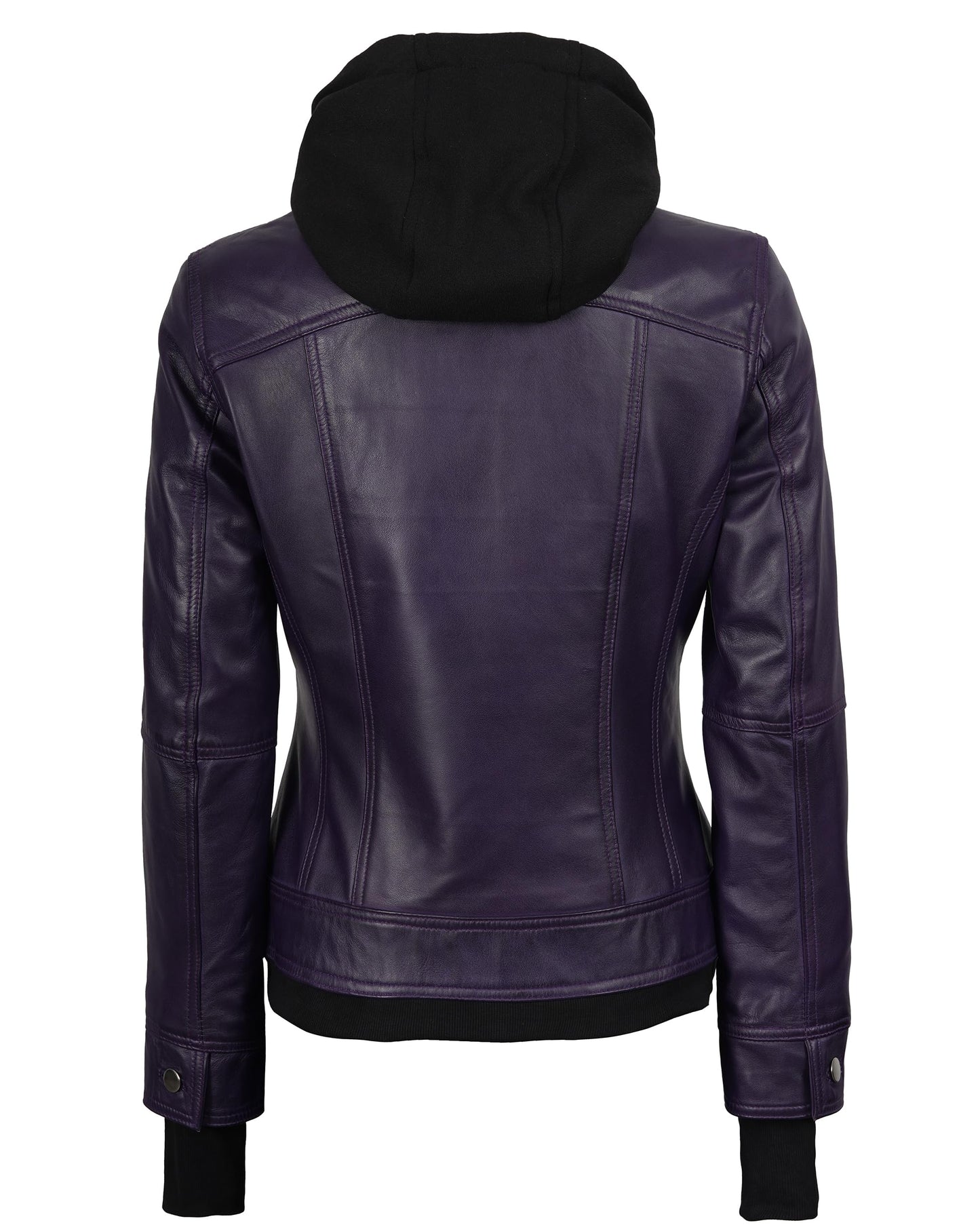 Decrum Hooded Leather Jacket Women - Leather Bomber Jacket Women | [1326966] Tralee Purple, 2XL