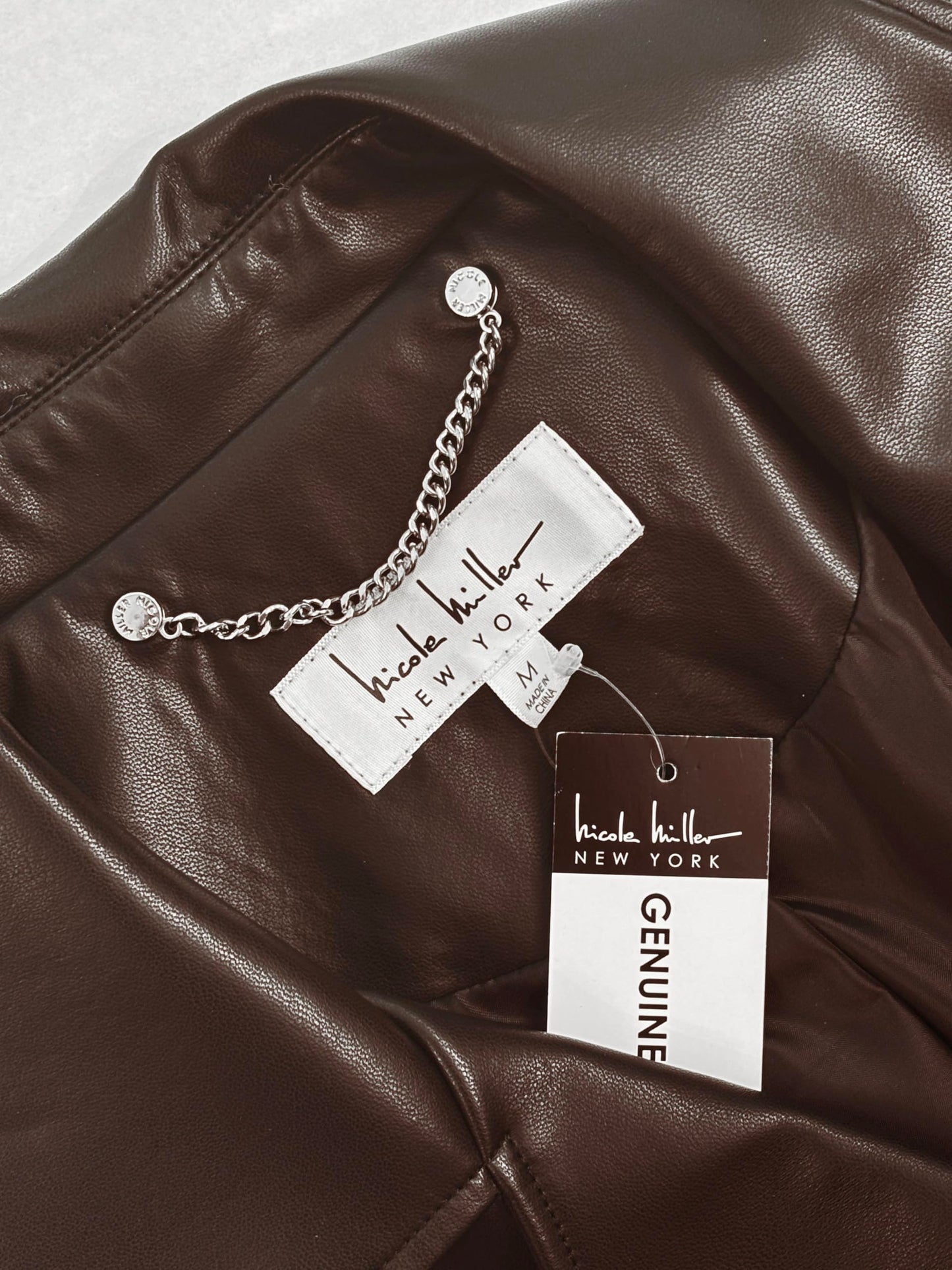 Nicole Miller Women's Leather Moto Jacket With Asymmetrical Zipper Biker Jacket with Zipper Pockets Sizes S–XL